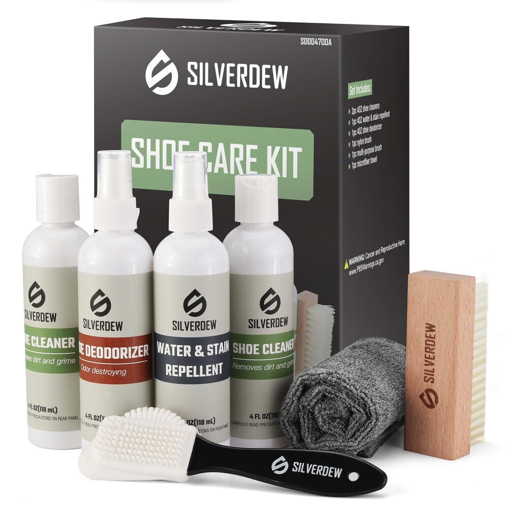 7PIECE Shoe Cleaning Kit w/2 Bottles Shoe Cleaner Deodorizer Protector 2 Brushes