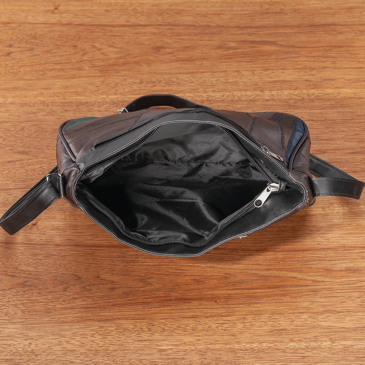 Black Multi-Color Patch Leather Shoulder Bag