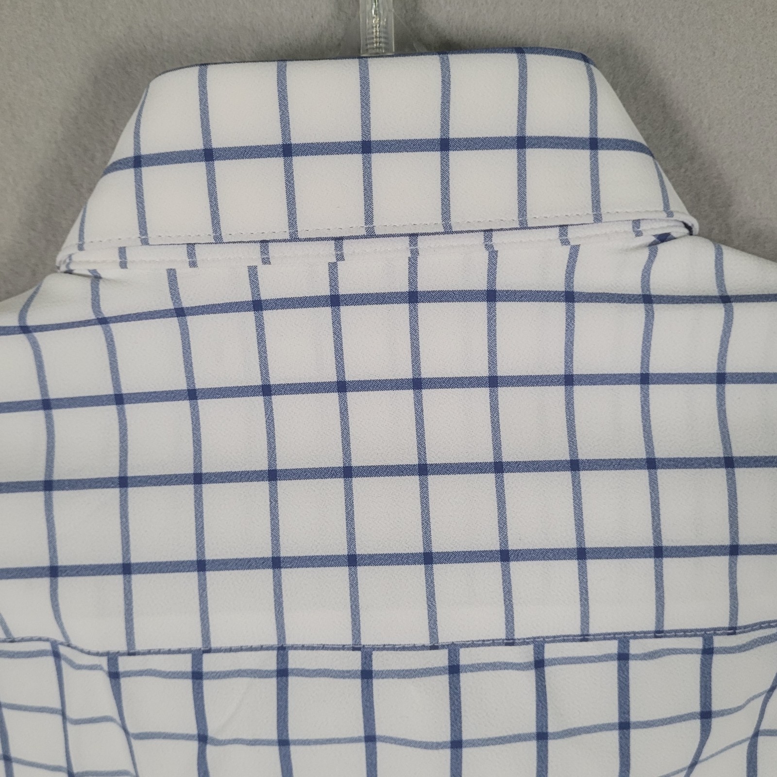 NWOT Mizzen Main Leeward Performance Shirt Men S White Plaid Trim Fit No Tuck