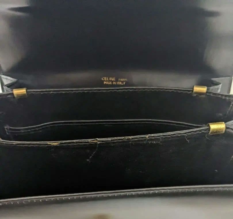 Vintage Celine Shoulder Bag with Horse-Drawn Carriage Hardware Leather Used JP