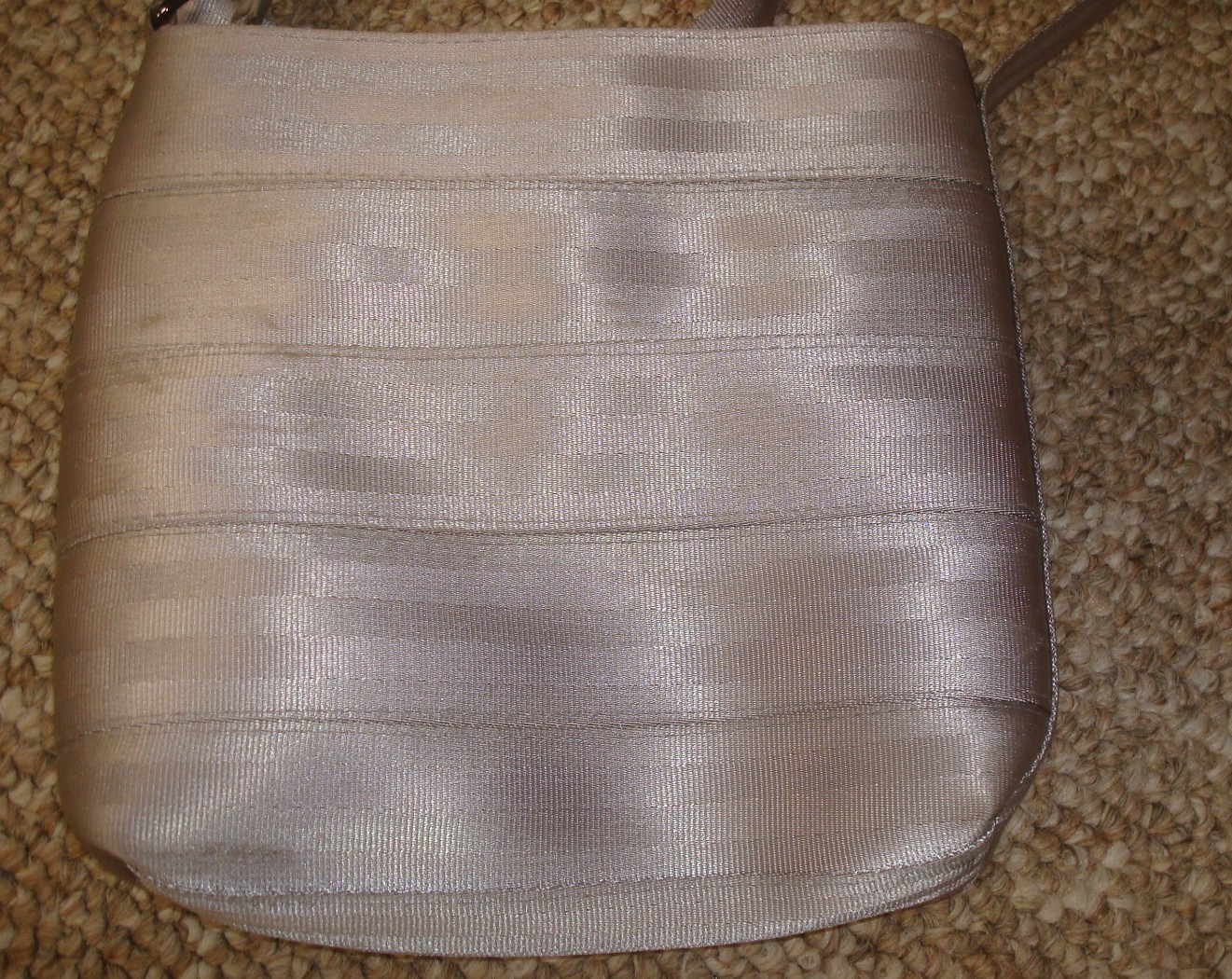 Marla Wynne Silver Gray Crossbody Shoulder Bag Seatbelt Material w Tassel