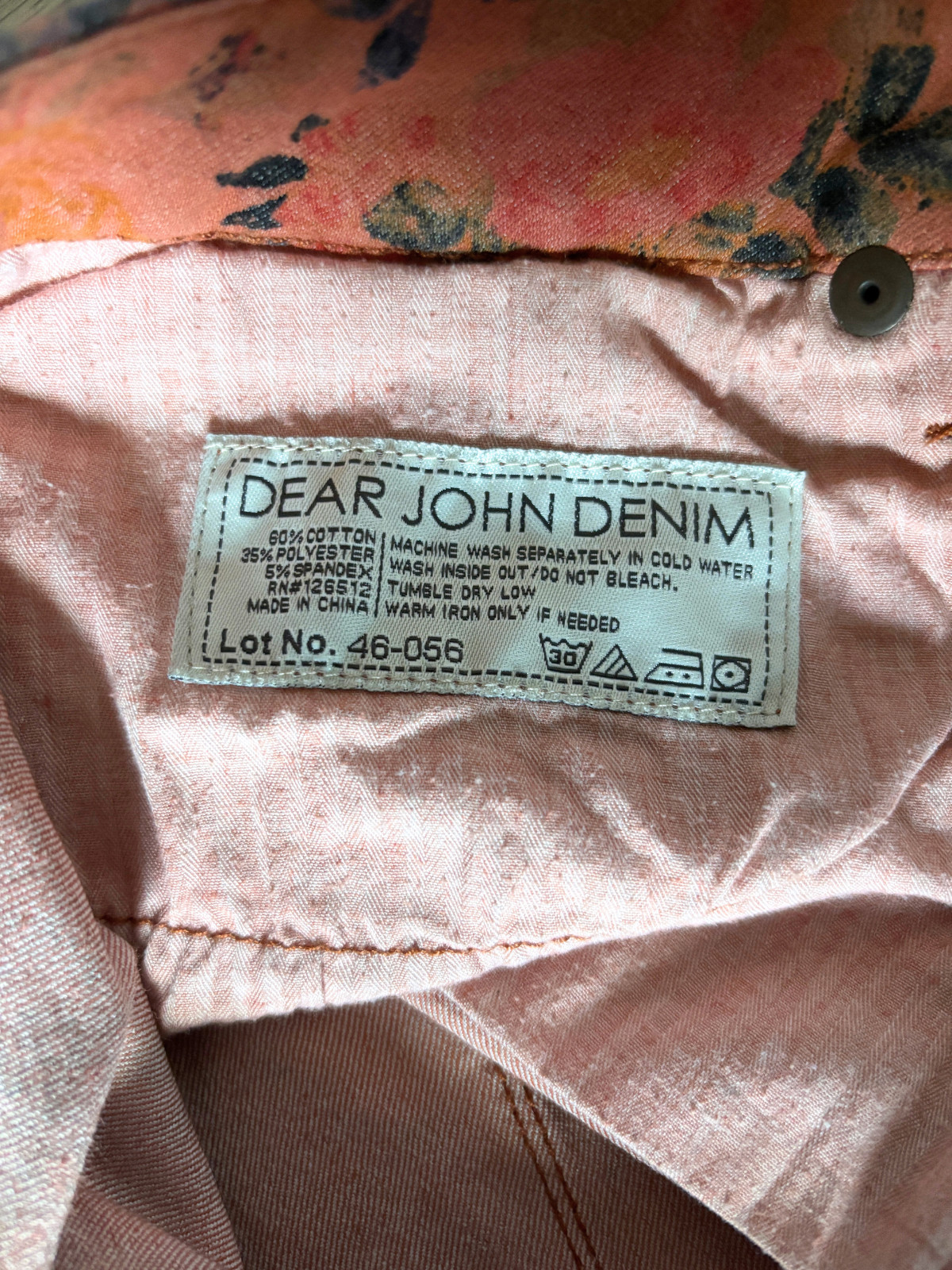 Dear John Coral Floral Print Ankle Skinny Jeans Womens Size 31 Guava Girl Boho