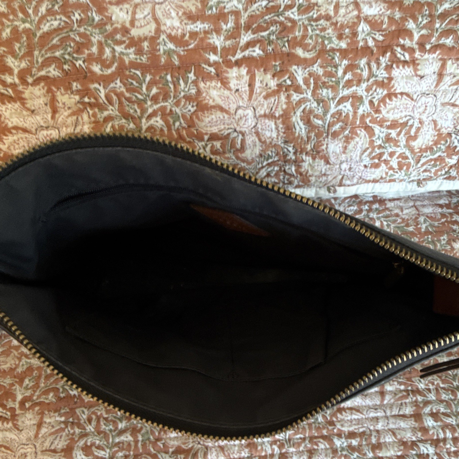 Fossil Black White Geometric Crossbody Bag Zip Closure Brown Strap Gold HW