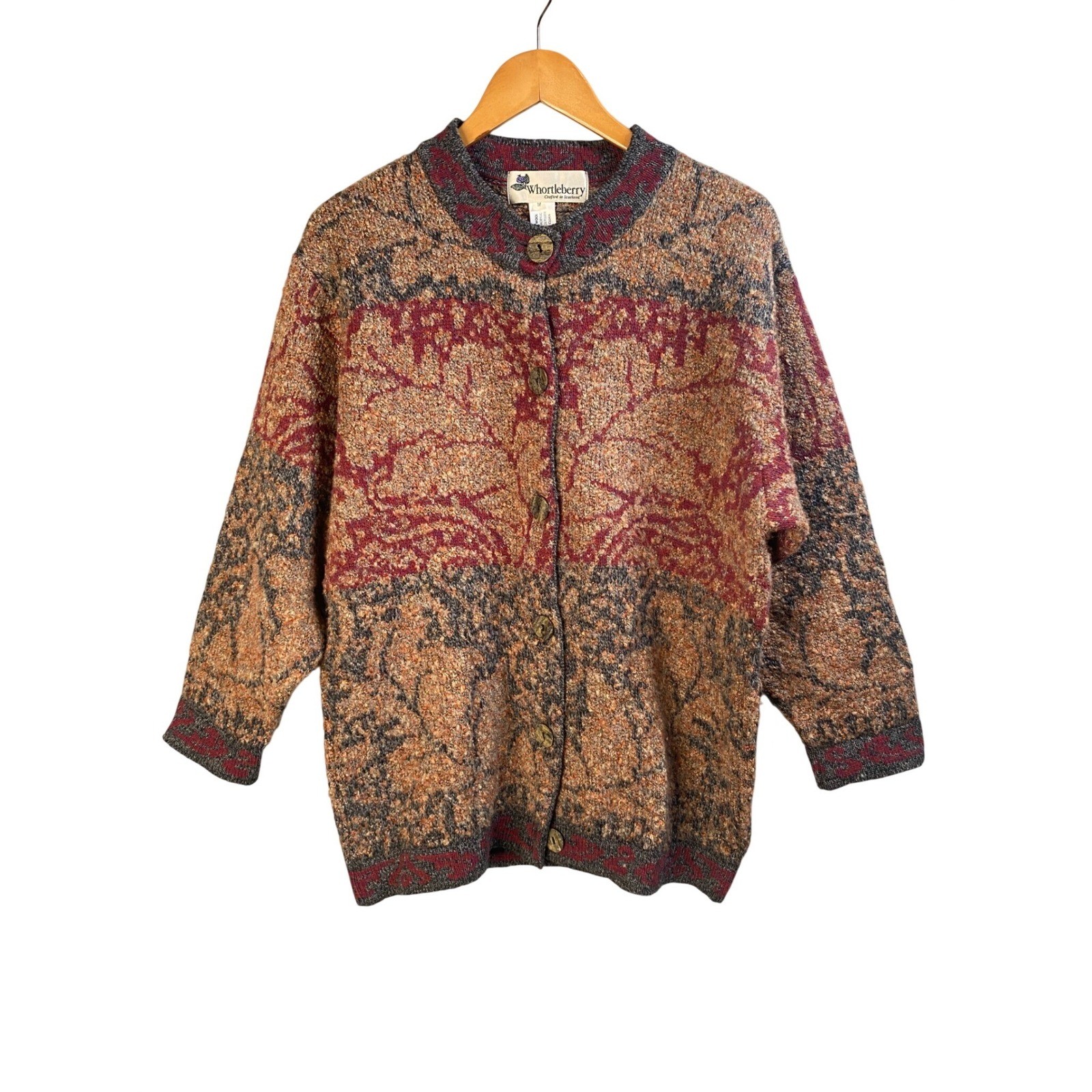 Vintage Whortleberry Cardigan Medium Scotland Floral Earthy Artsy Grandma Boho