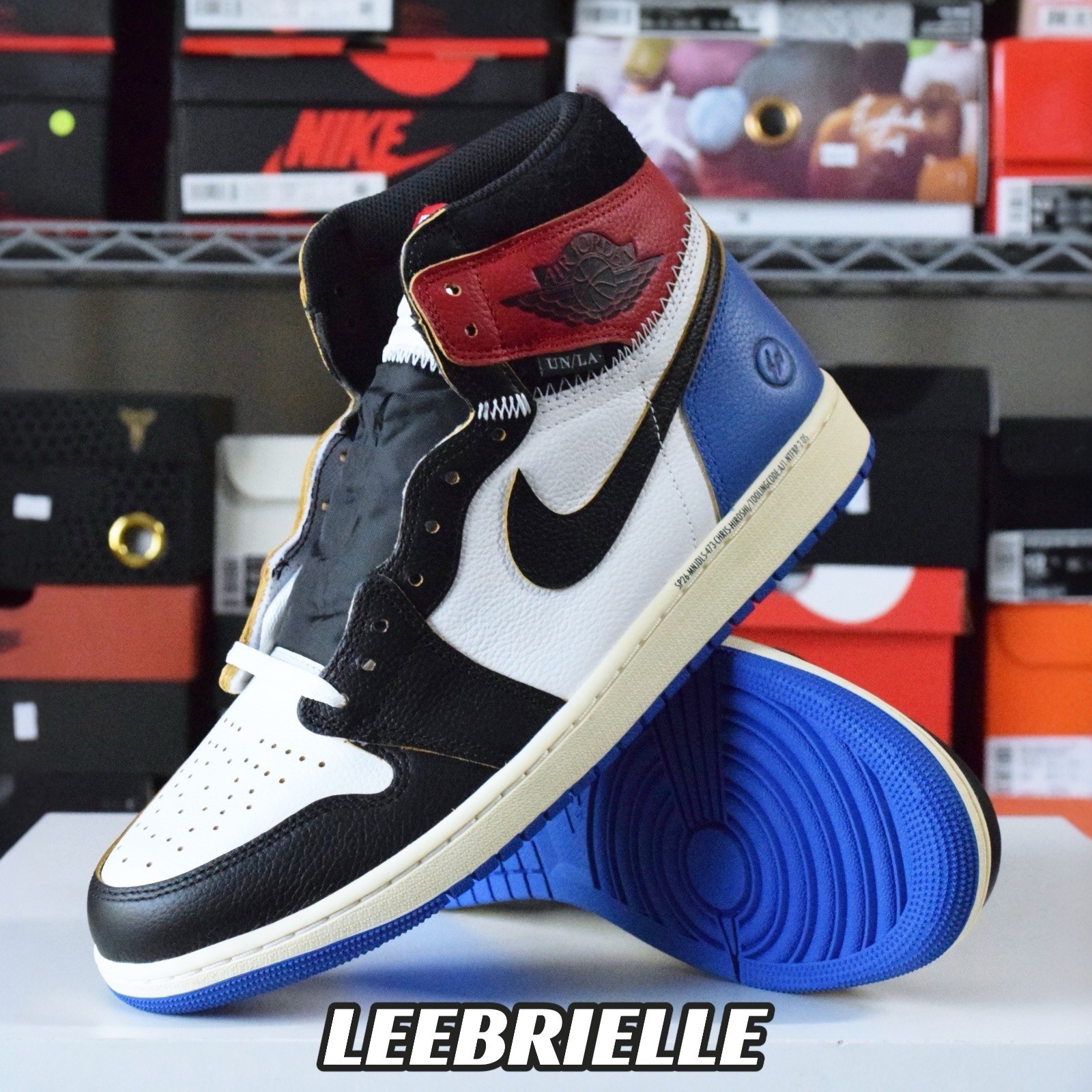 Air Jordan 1 Retro OG Fragment x Union LA Black Red Royal IO7847-002 Size 12