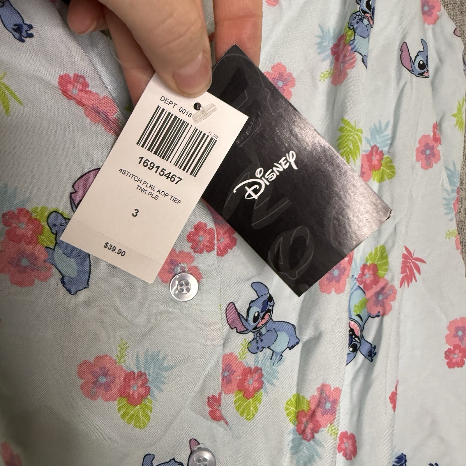 Disney Lilo and Stitch Floral Tie Front Tank – Blue and Pink Girls Plus Size 3