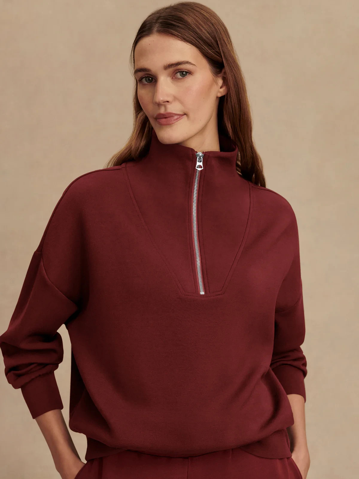 🧡*NWT*Varley Hawley Half-Zip Sweater Pullover Women’s Size S Color – New Maroon