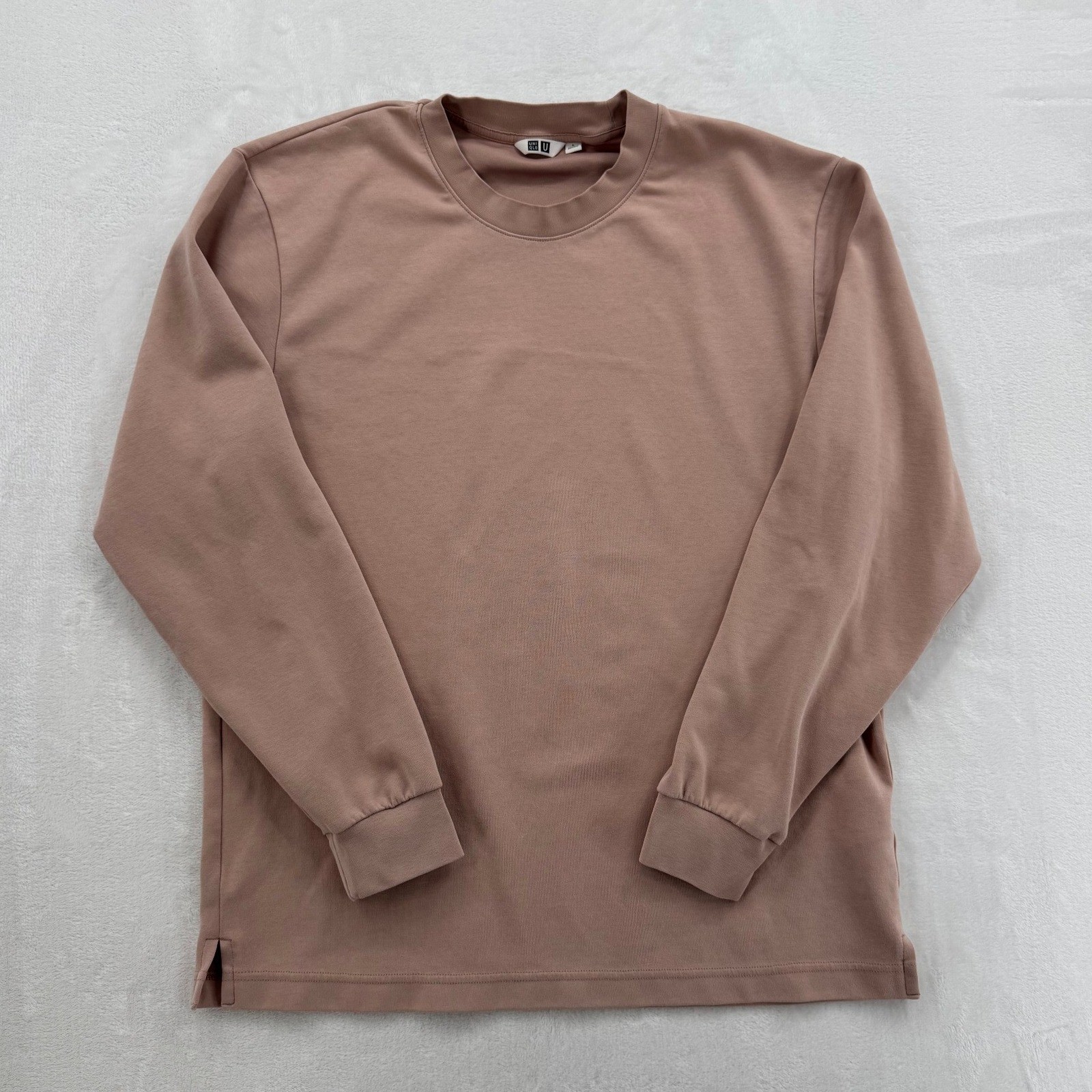Uniqlo U AIRism Long Sleeve T-Shirt Mens Large Mauve Excellent Relaxed Fit
