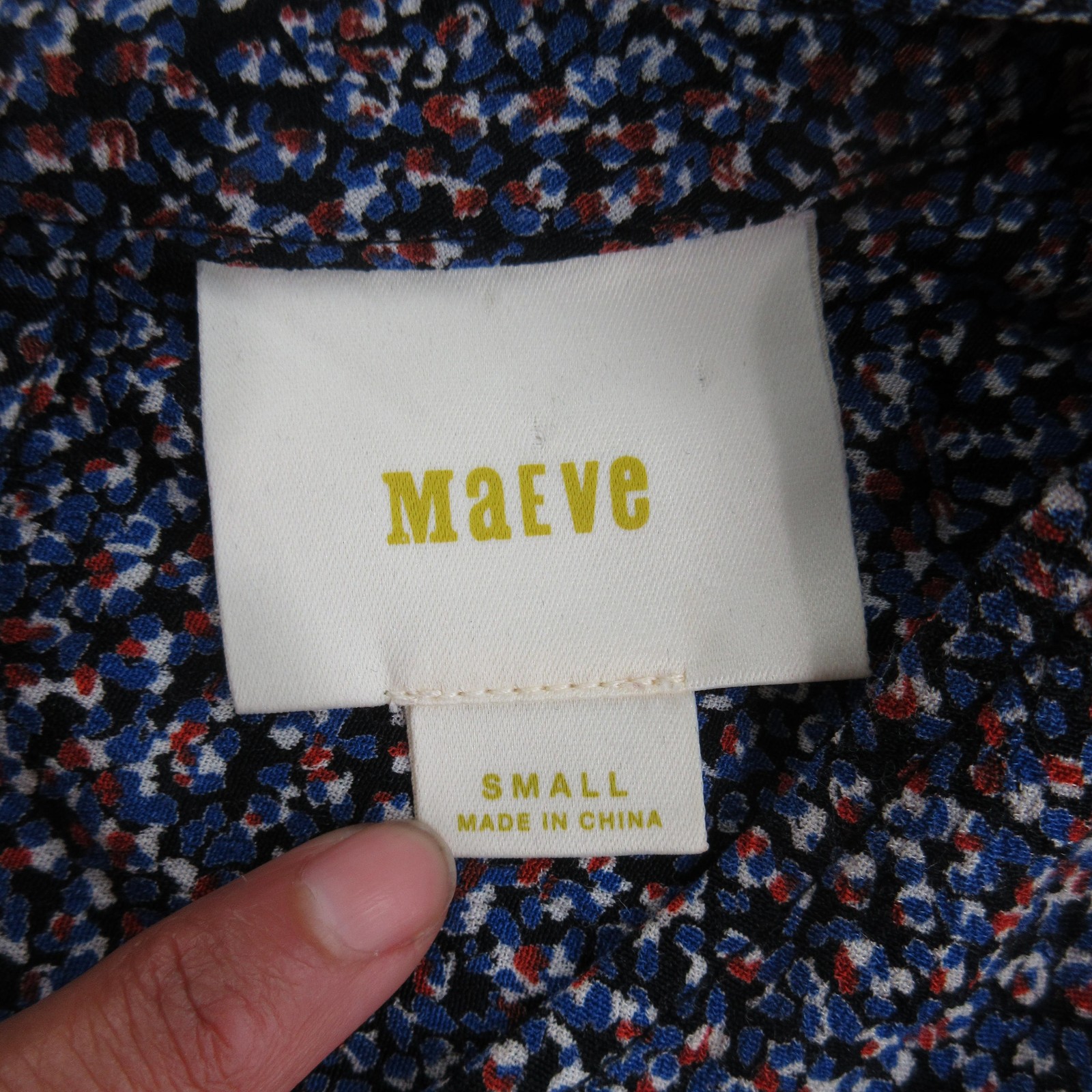 Maeve Blouse Womens S Blue Floral V Neck Short Sleeve Woven Top Anthropologie