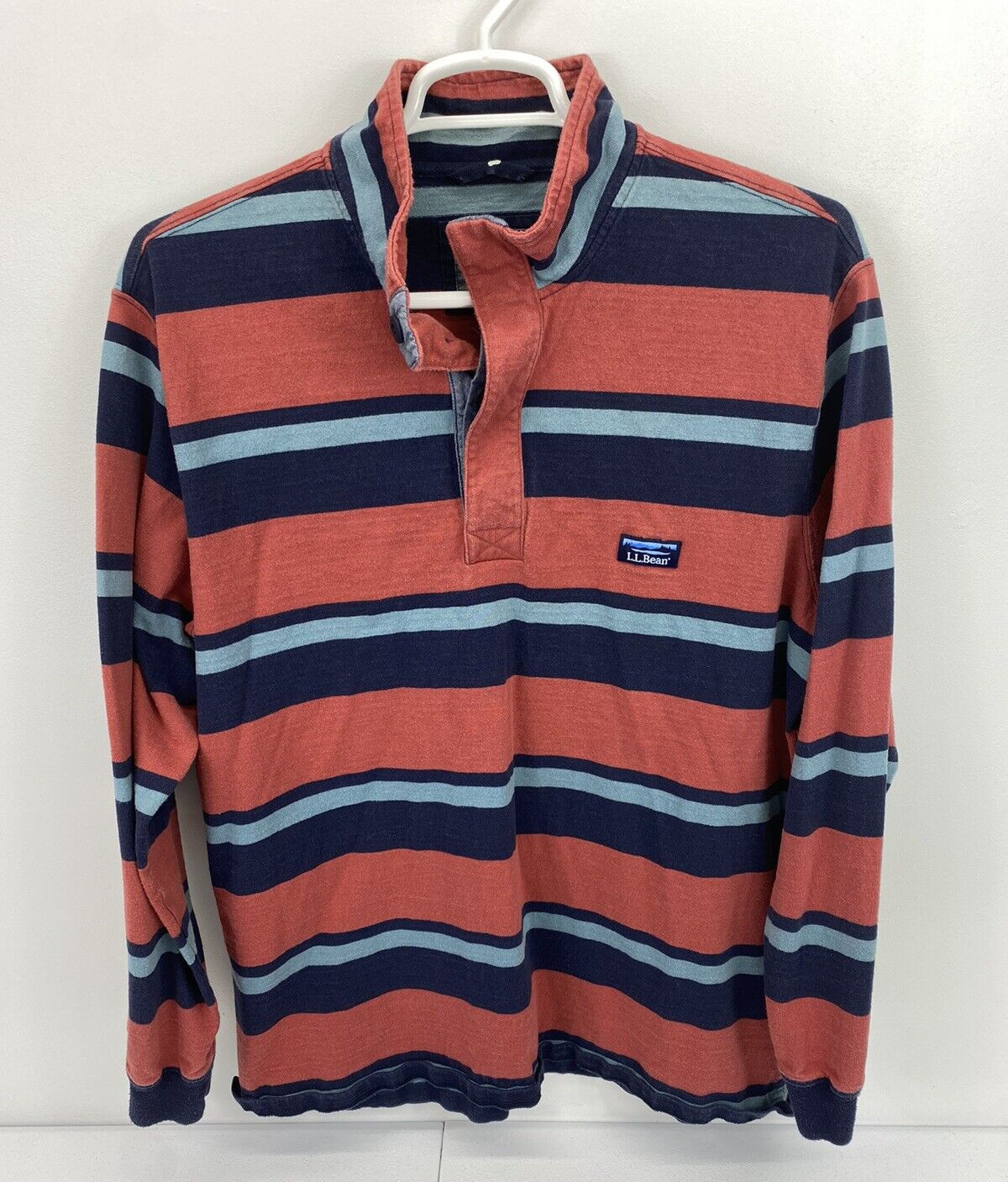 LL Bean Rugby Shirt Men XL Tall Traditional heavy college stripe y2k long sleeve