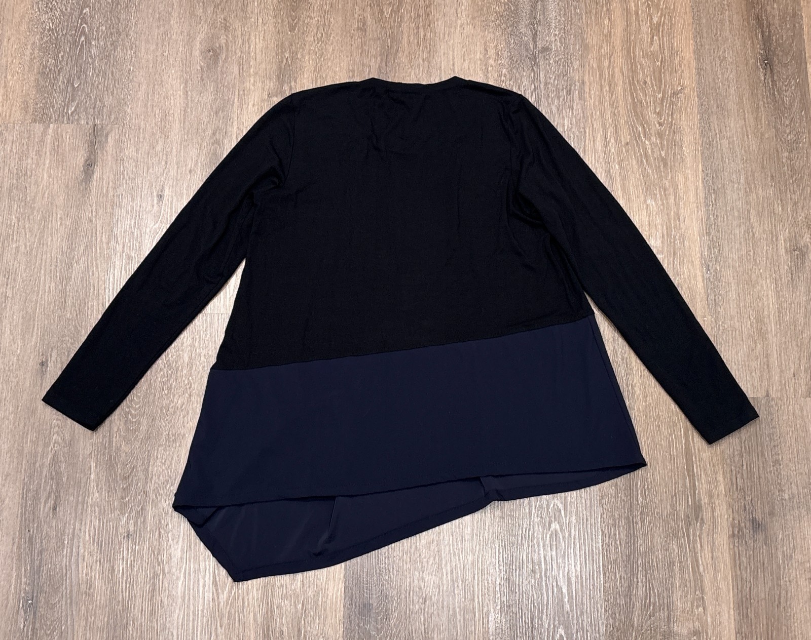 Alembika Tunic Top Size 3 Medium Black Blue Asymmetrical Lagenlook Pocket
