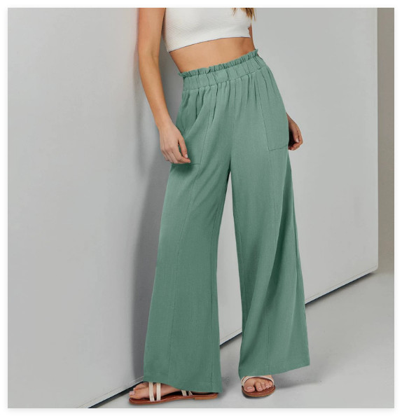 Womens Casual Loose Wide Leg Palazzo Pants High Waist Beach Trousers NEW