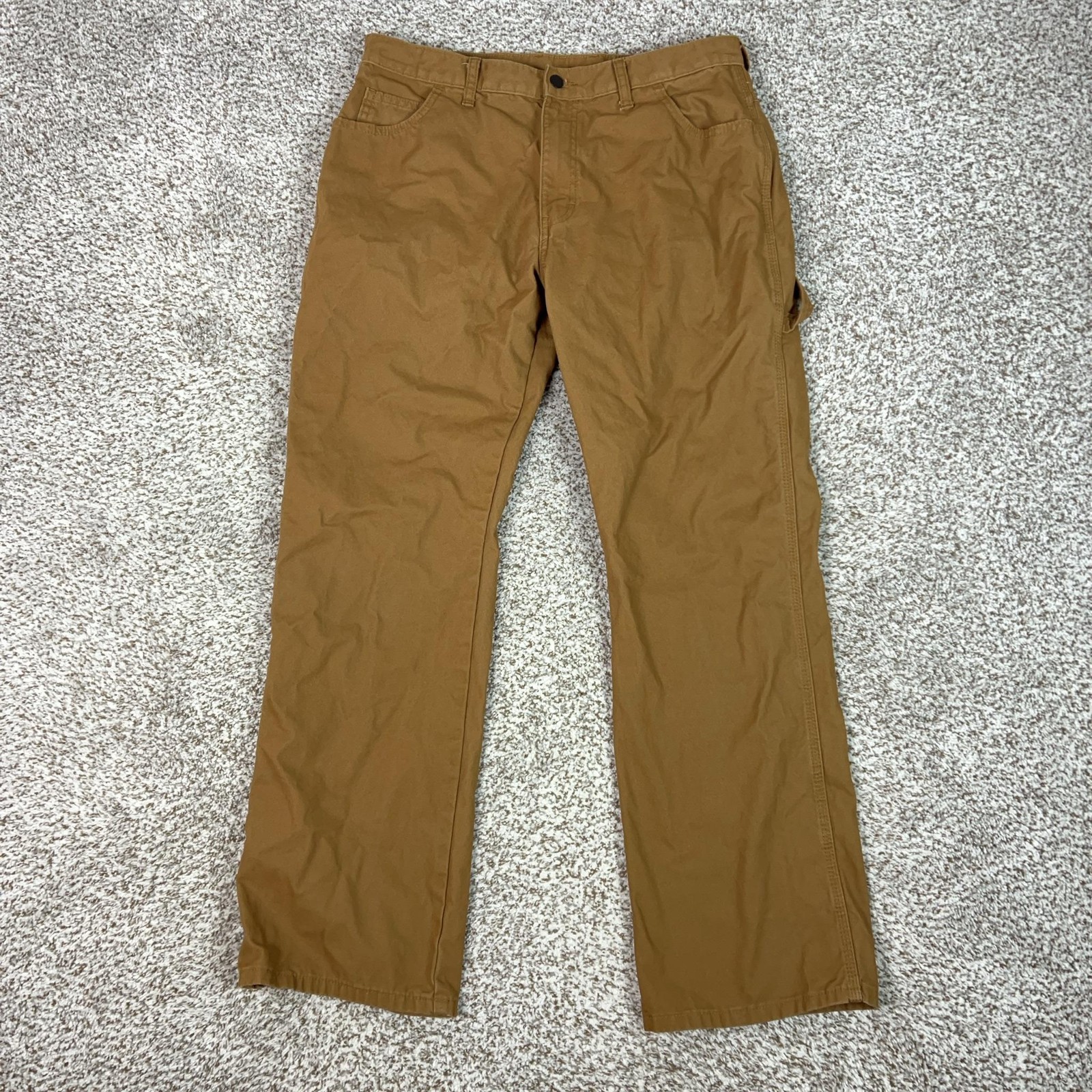 Dickies Pants Mens 34×32 Brown Canvas Carpenter Workwear Hammer Loop Utility