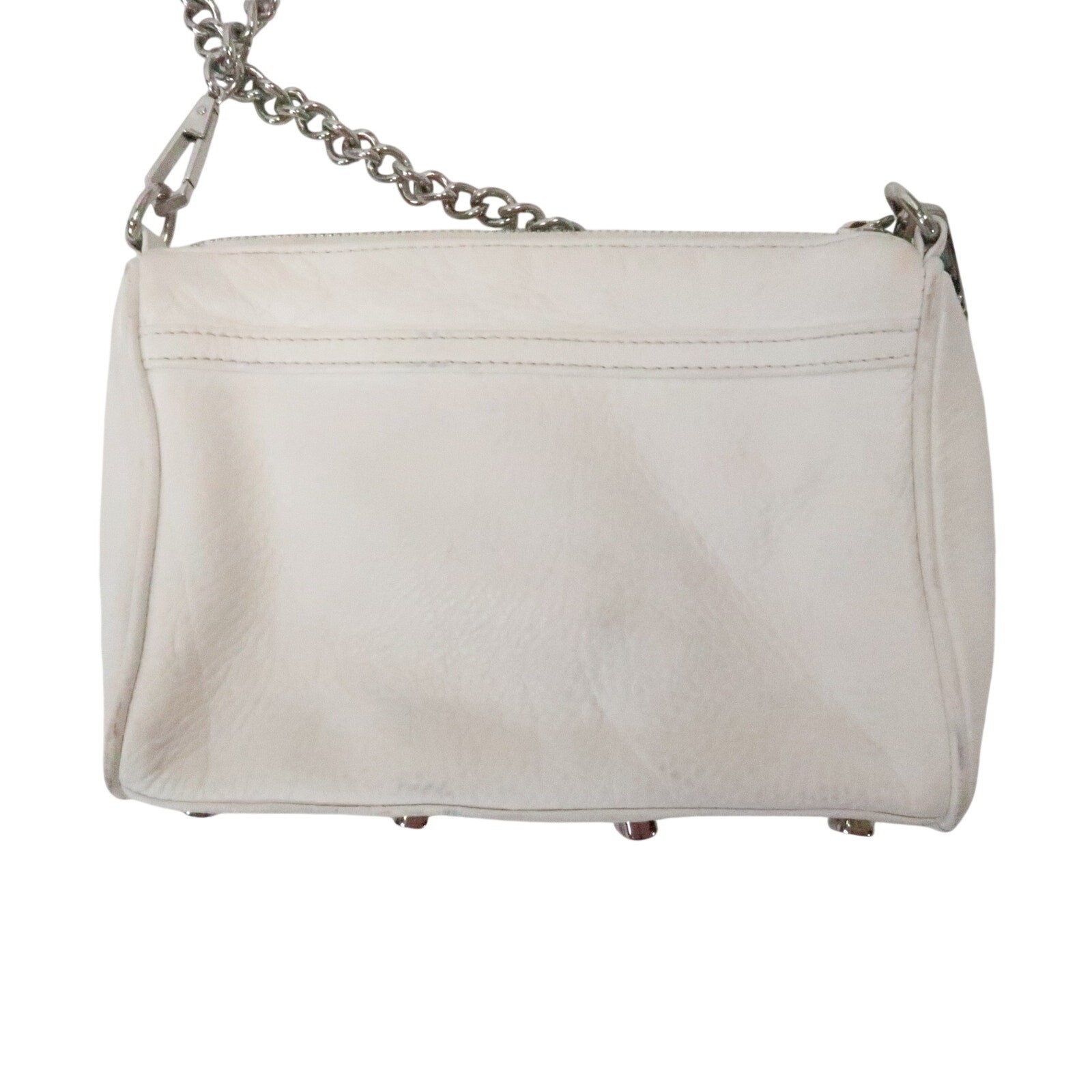 Rebecca Minkoff Mini Mac White Leather Silver Hardware Crossbody Bag Purse