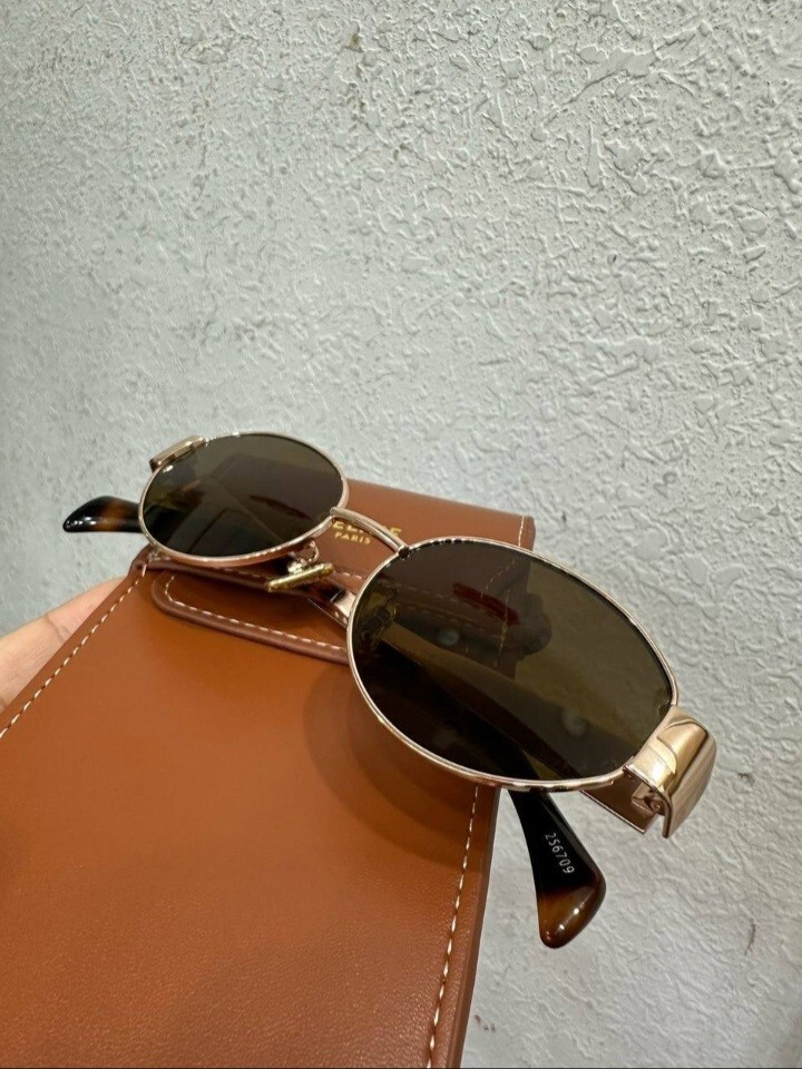 Celine Triomphe Metal Sunglasses oval