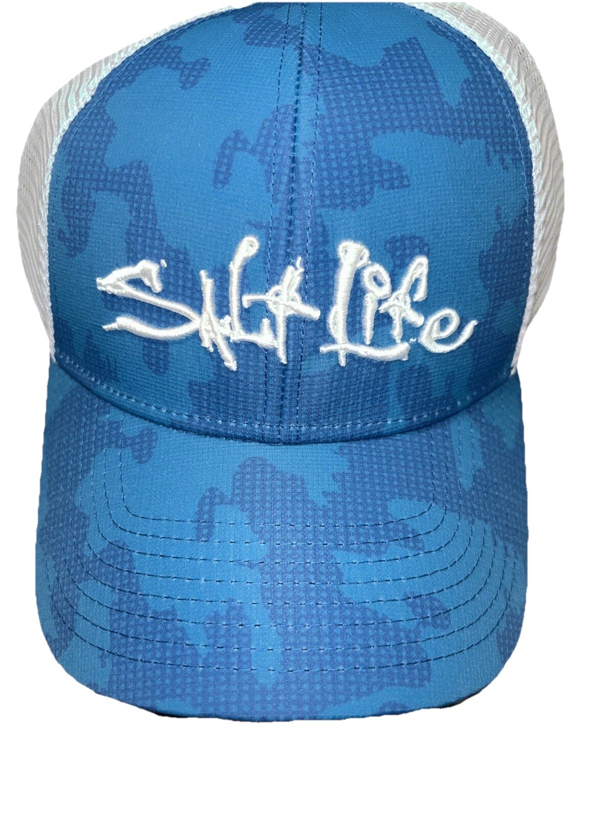SALT LIFE Mesh Back SNAPBACK Hat Cap OSFM ONE SIZE BLUE WHITE Salty NWT