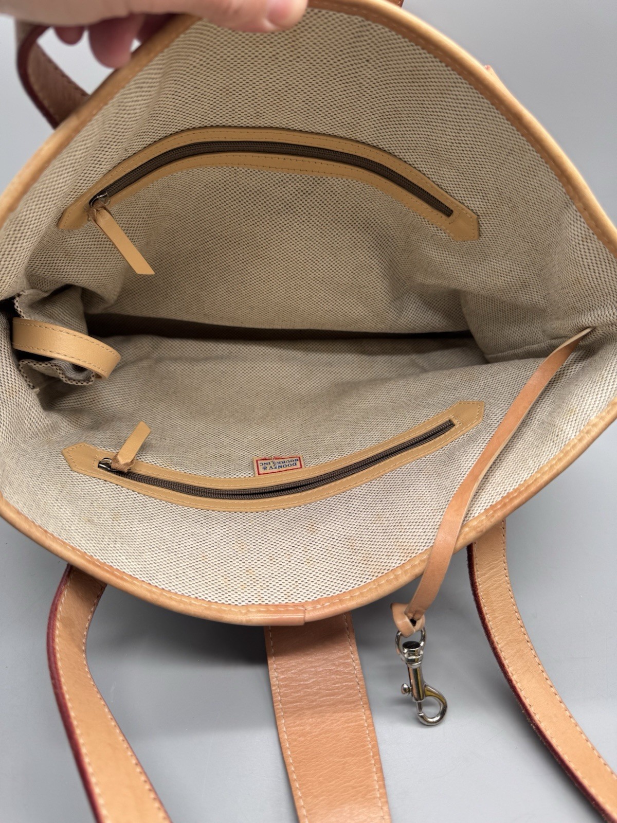 Dooney & Bourke Signature DB Tan Brown Shoulder Purse Tote Bag Handbag