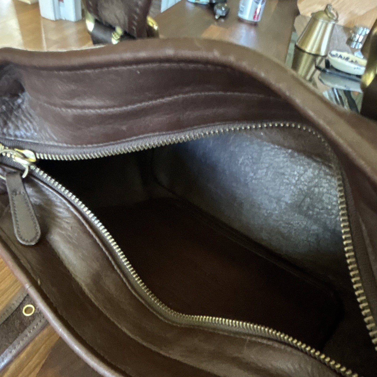 Vintage Coach Legacy Brown Bag Zip Top Double Handle Gold Buckle 9063 (NO STRAP)