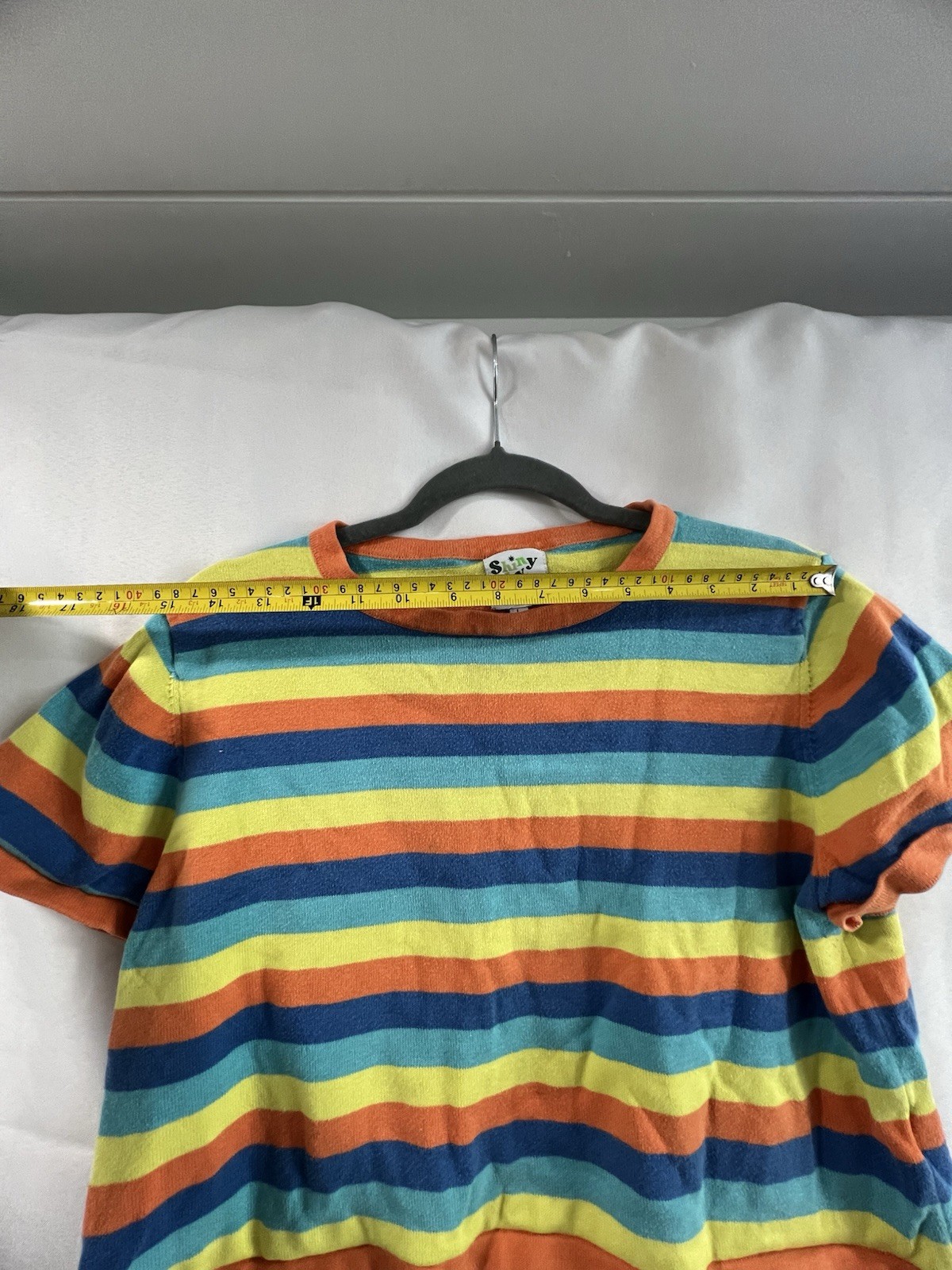 Shiny By Nature Striped Knit Top Large Colorful Cotton 1970s Retro Tomboy Hippie