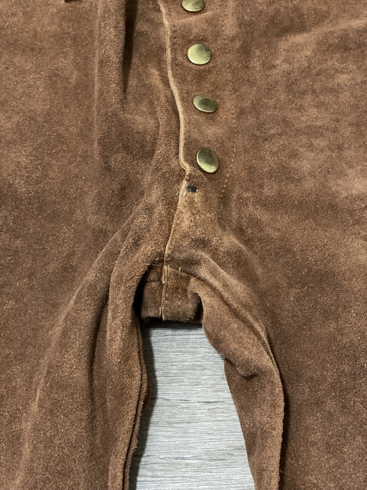 Vintage 1960s 1970s Brown Leather Pants Snap Fly 26” Waist Western Suede Native