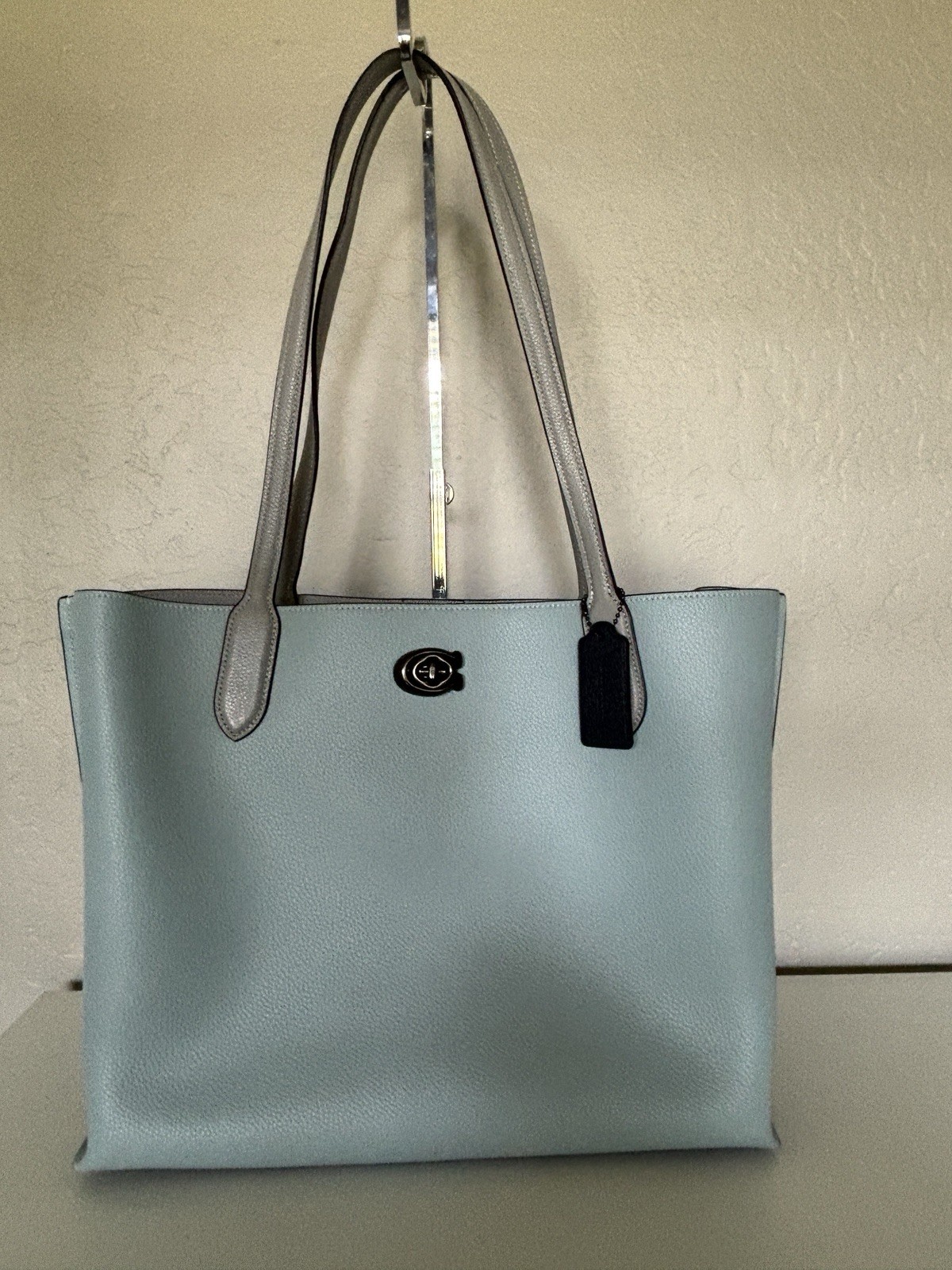 Coach WILLOW TOTE Color Block Bag~ Signature Aqua Blue NWT