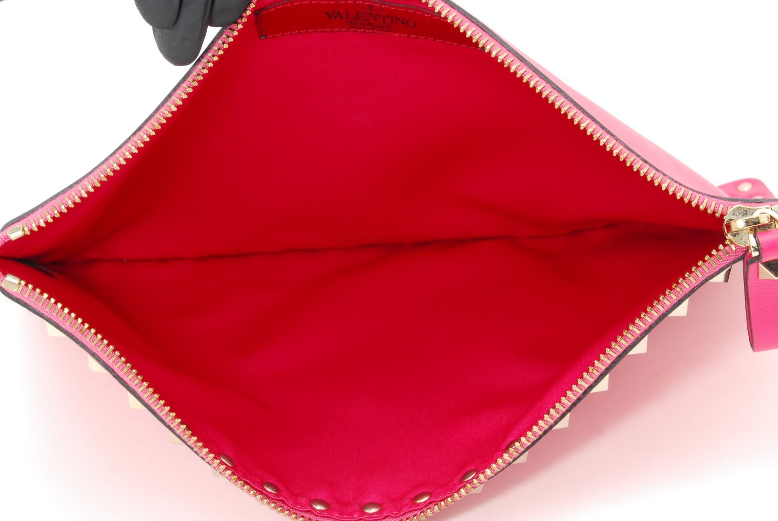 VALENTINO GARAVANI Clutch Bag Rock Stud Leather Purse Pink　*Rank A*