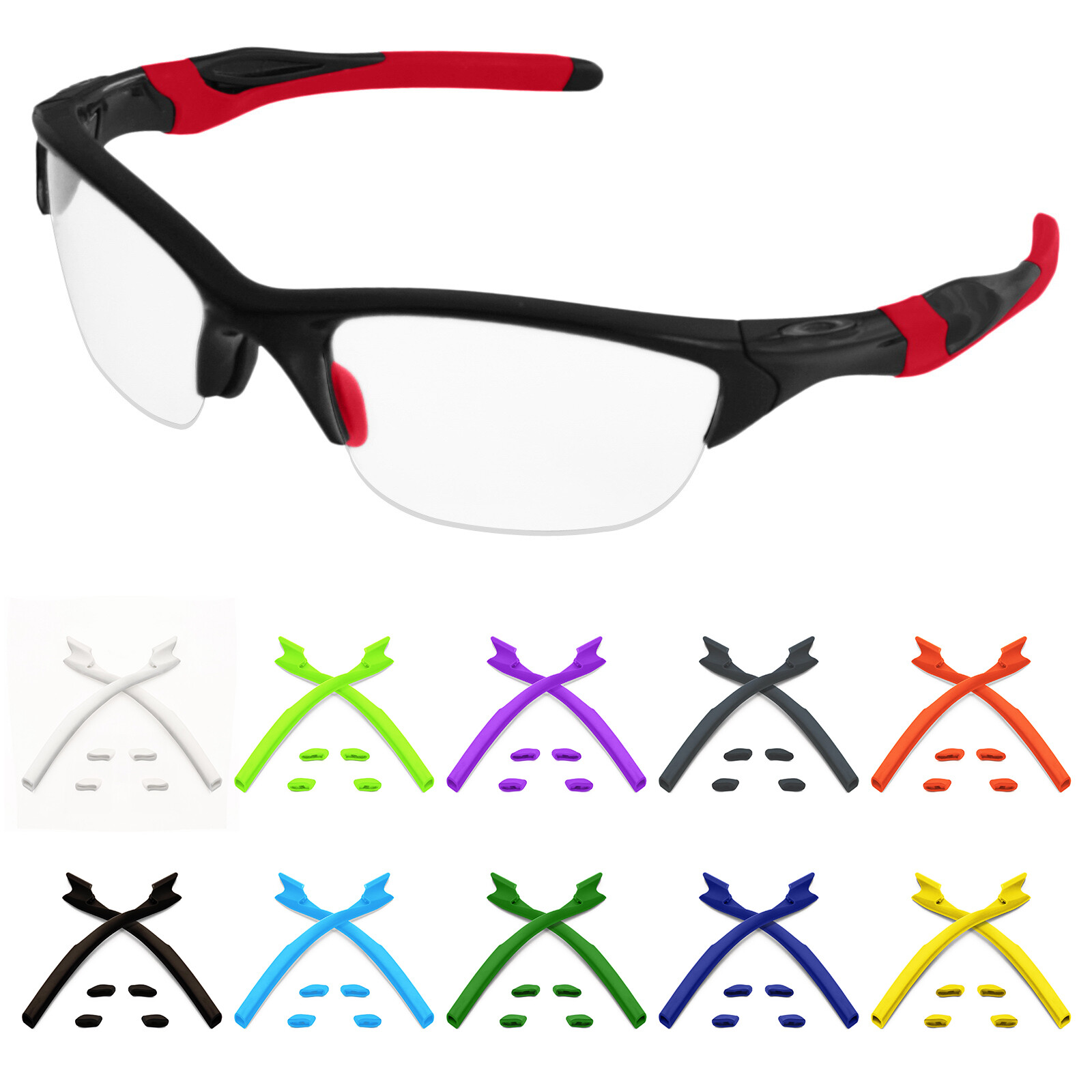 EYAR Rubber Kit Earsocks+Nose Pads Replacement for-Oakley Half Jacket 2.0 Option