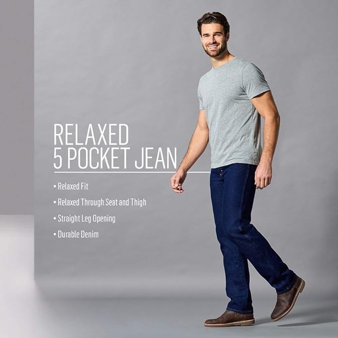 Rustler Men’s Blue Classic Relaxed Fit Jeans – 34W x 32L