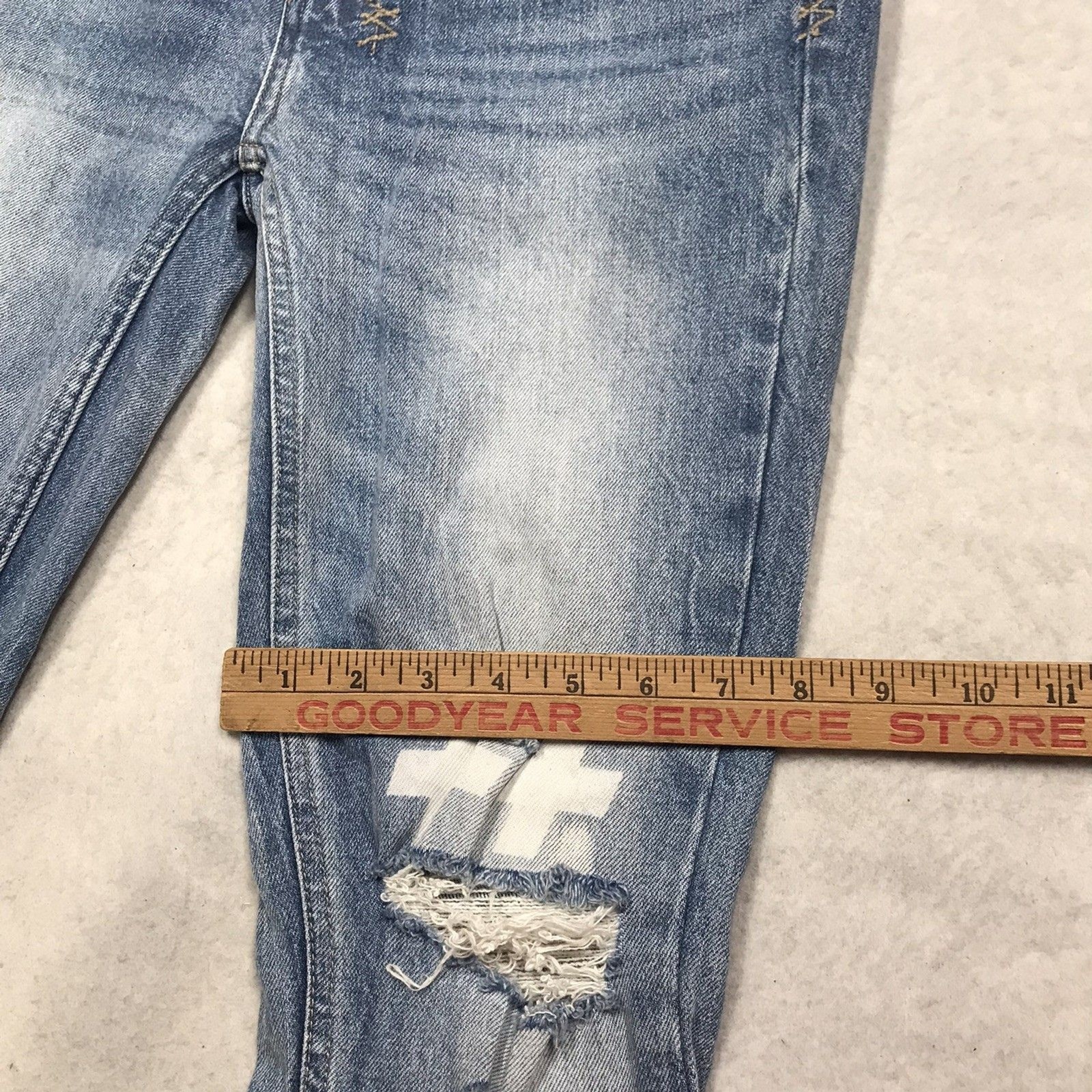 KSUBI Van Winkle Hi Fi Jean Men 30×33 Skinny Distressed Button Fly Goth Skate