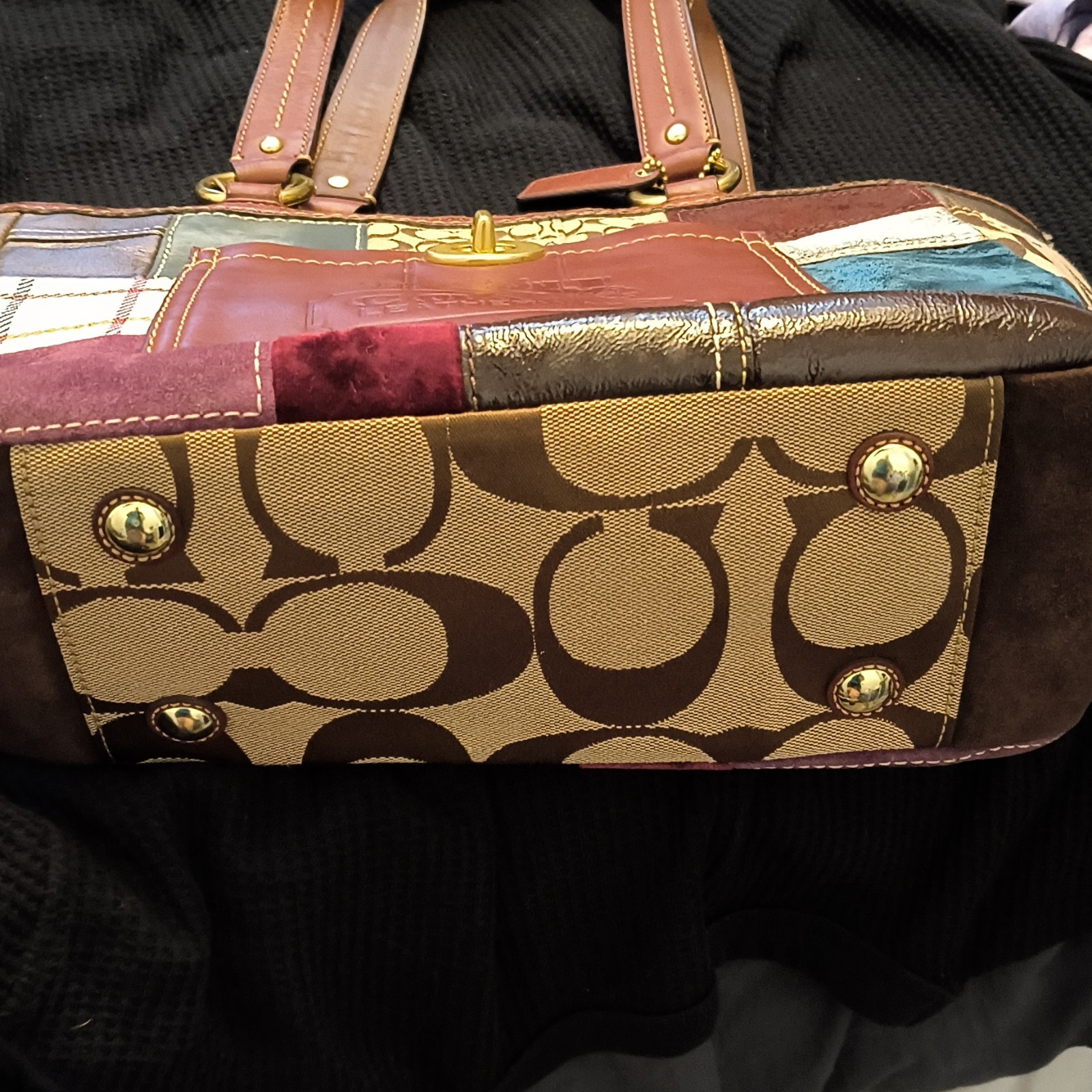 Vintage Y2K Coach Holiday Patchwork Gallery Tote Bag (Style #11358)