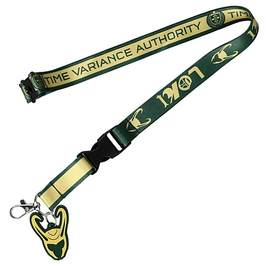 Marvel Disney Loki TVA ID Badge Holder Breakaway Lanyard with Rubber Charm