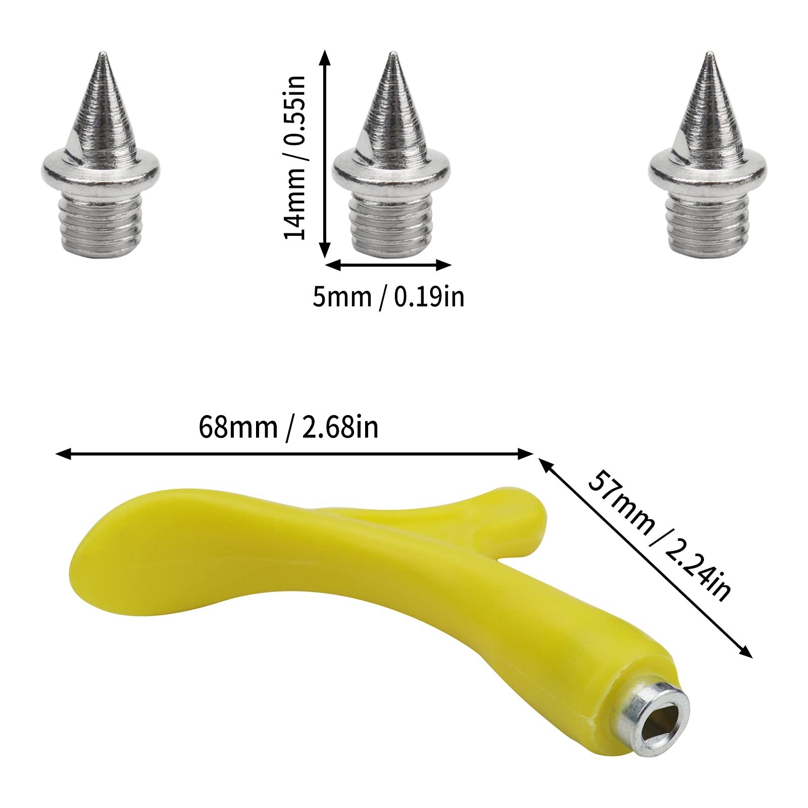 48 Pcs Stainless Steel Steel Track Spikes 1/4 Inch with Wrench for Men’s Shoes