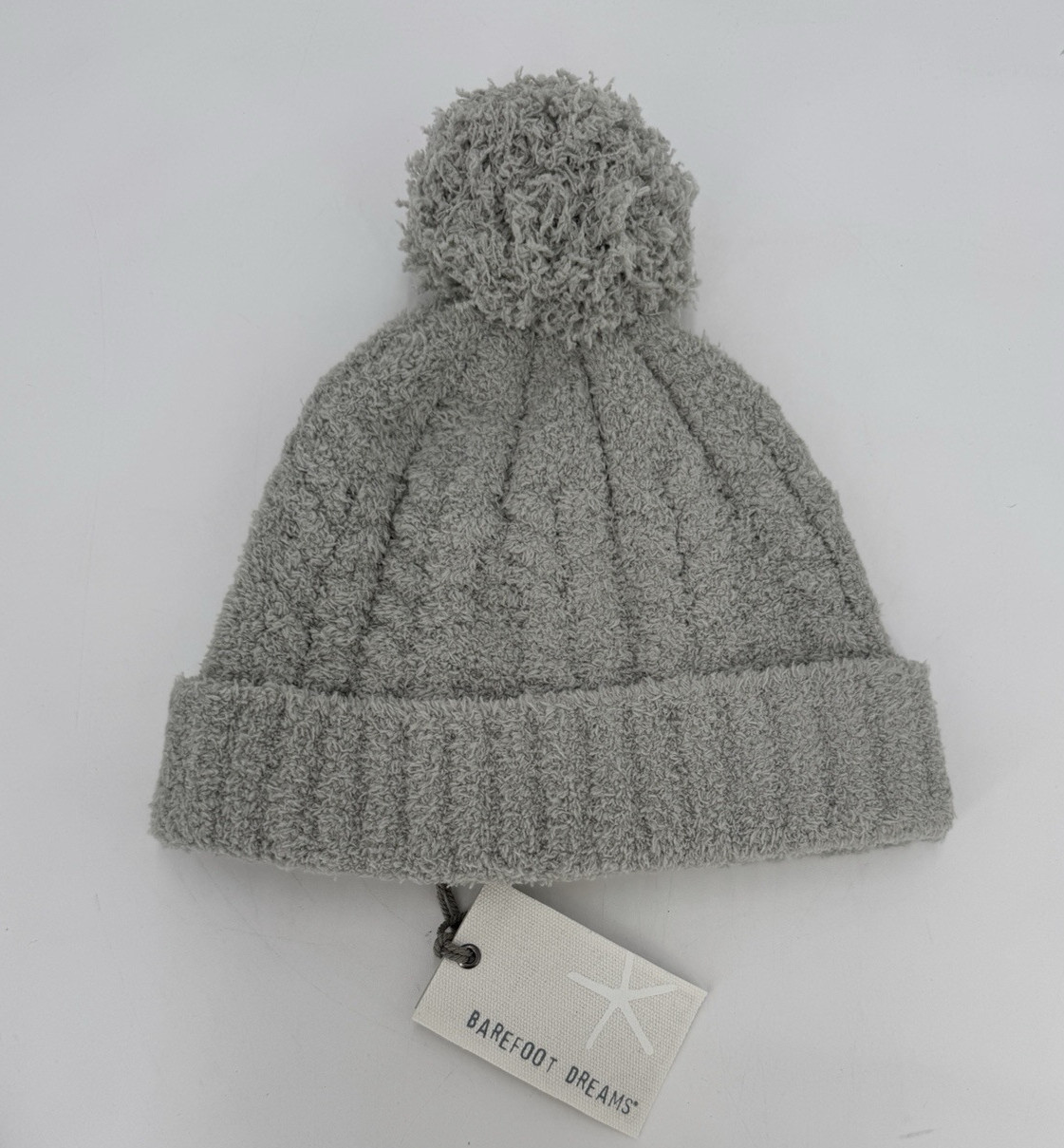 Barefoot Dreams Cozy Chic Pom Pom Beanie Sea Spray Blue NWT $55 Soft Plush Cozy