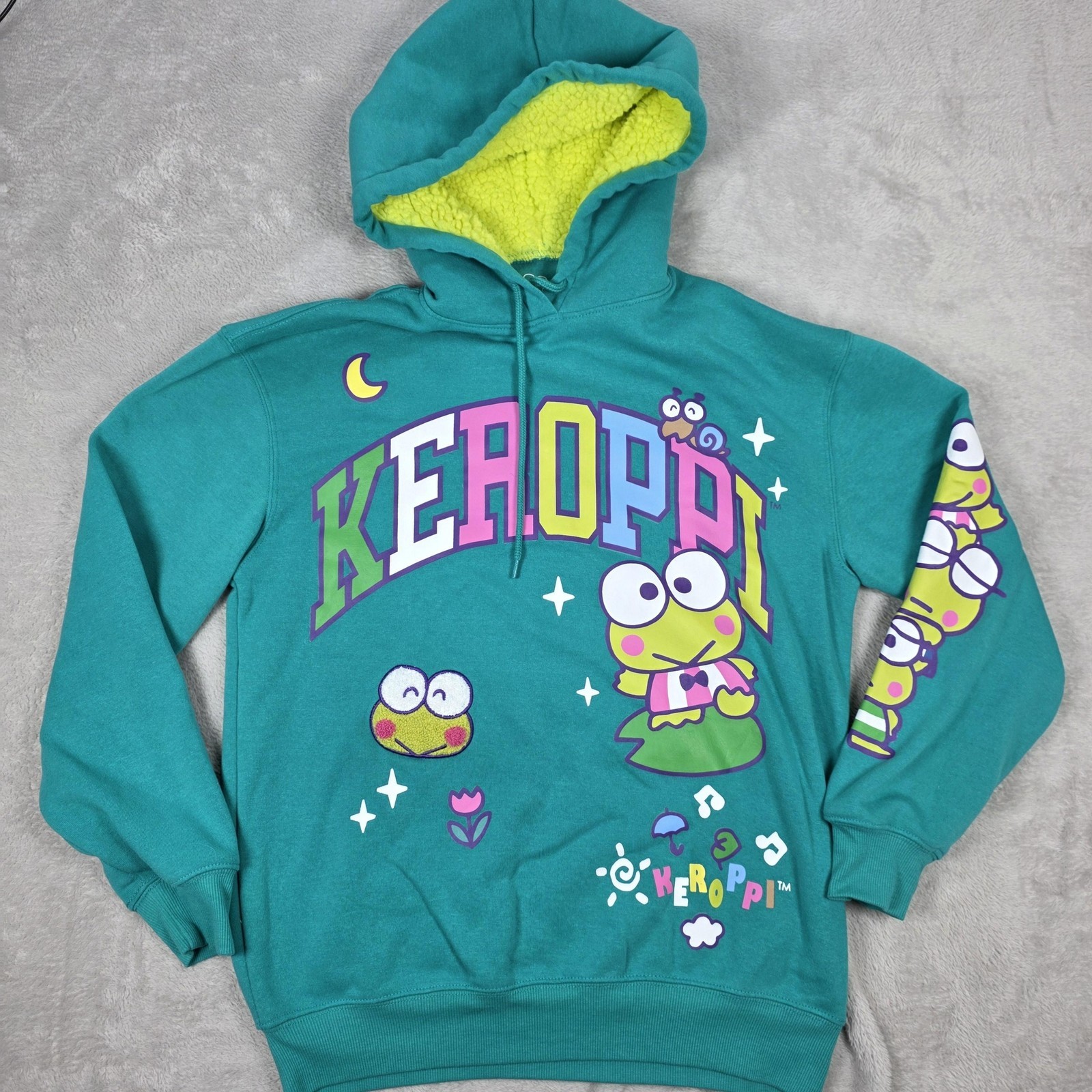 Keroppi Hoodie Womens Small Sanrio Hybrid Apparel Pullover Fleece Sherpa Lined