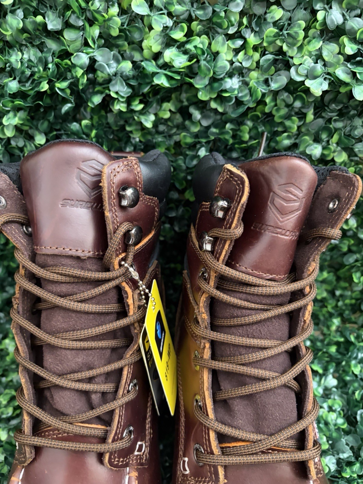 SUREWAY Waterproof Soft Toe Red/Wine Leather Work Boots 619-WP Mens Size 8.5