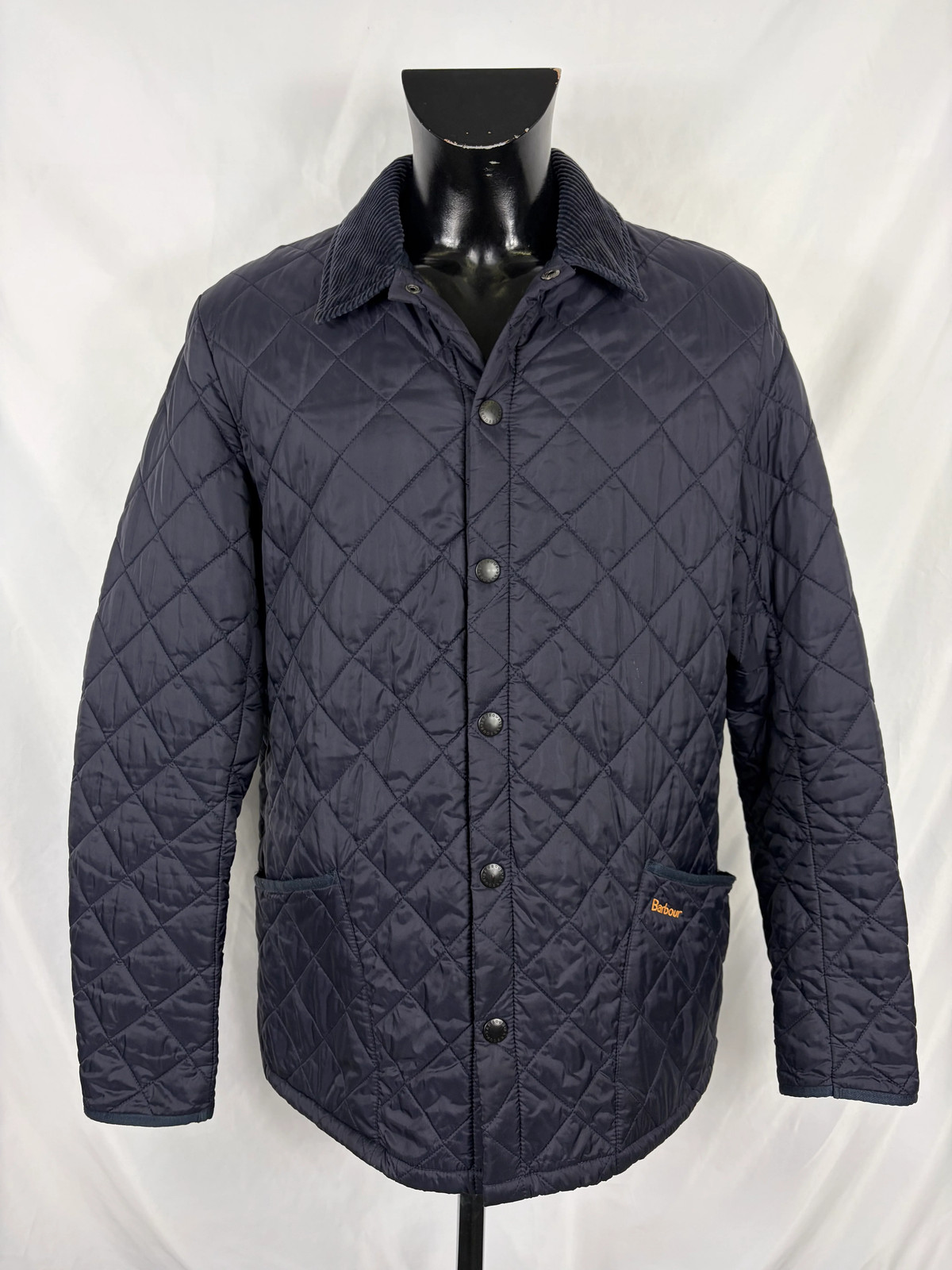 Barbour Blue Liddesdale Xlarge Windbreaker – Man Quilted Navy Jacket Size XL…