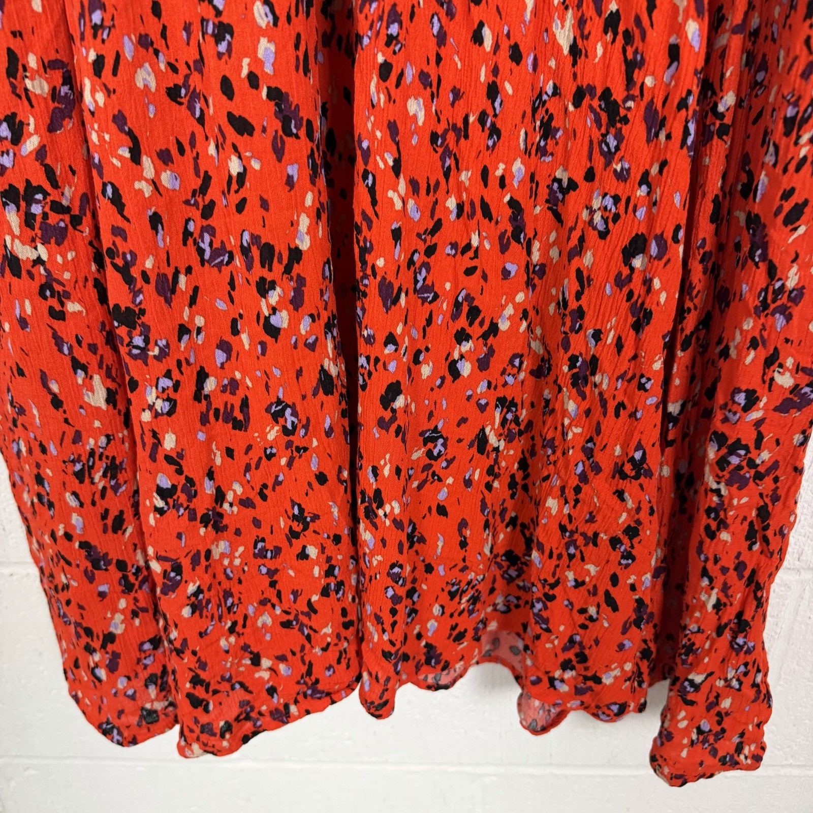 Torrid Midi Dress Plus Size 3X Orange Animal Print Smocked Gauzy Maximalist Fun