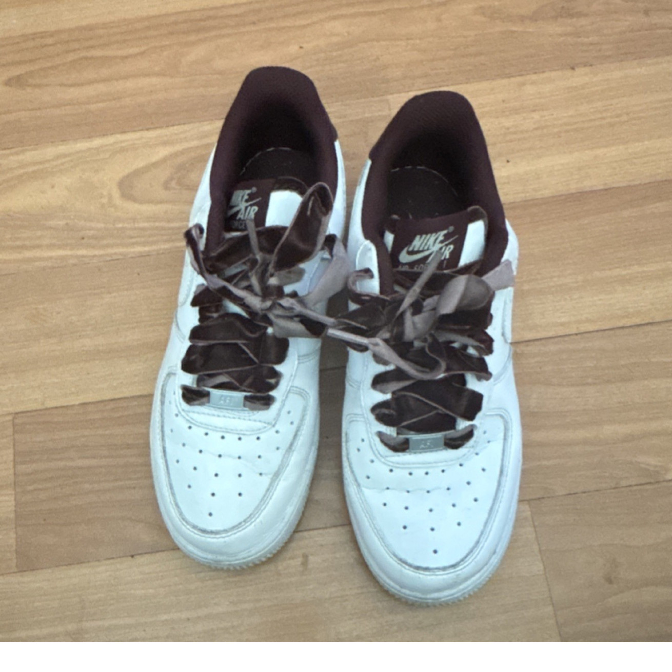 Nike Air Force 1 White Brown Low Top Men’s Athletic Sneakers Lace Up