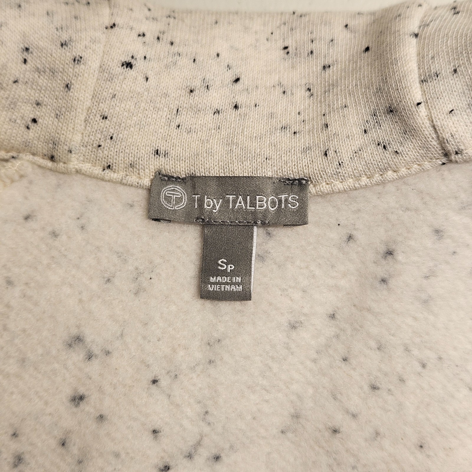 T by Talbots Soft Sweater Jacket Full Zip Fleece Lining Size Small Speckles