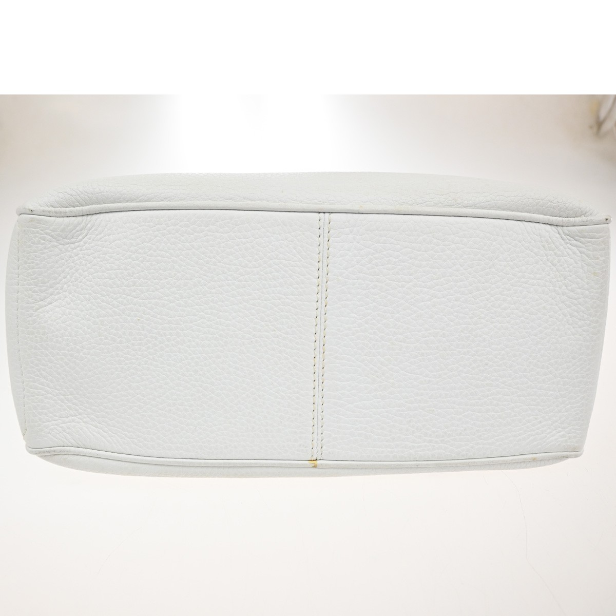 CELINE Logo Boogie Bag Hand Bag Leather White GHW Italy 62TA376