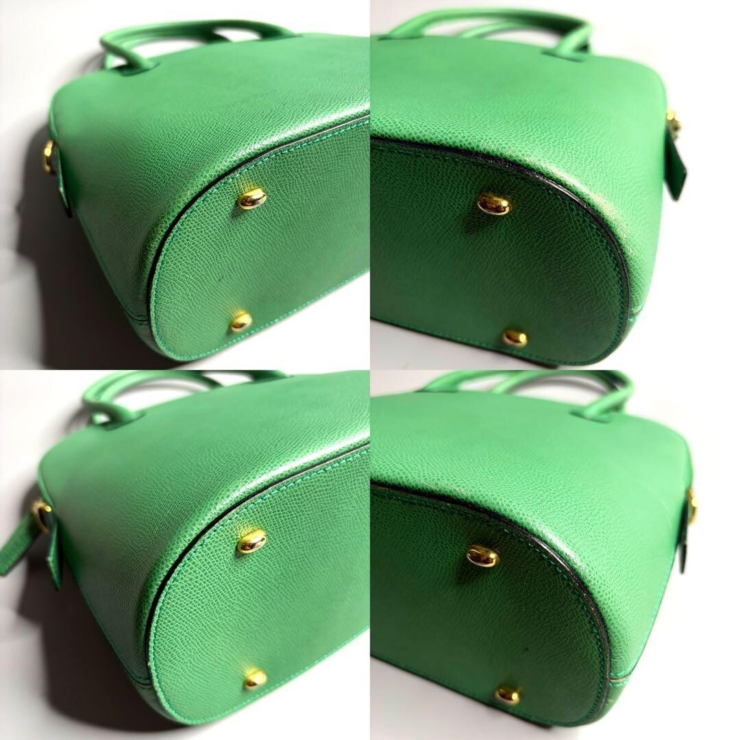 CELINE 2way Handbag Leather Green Vintage Authentic From Japan