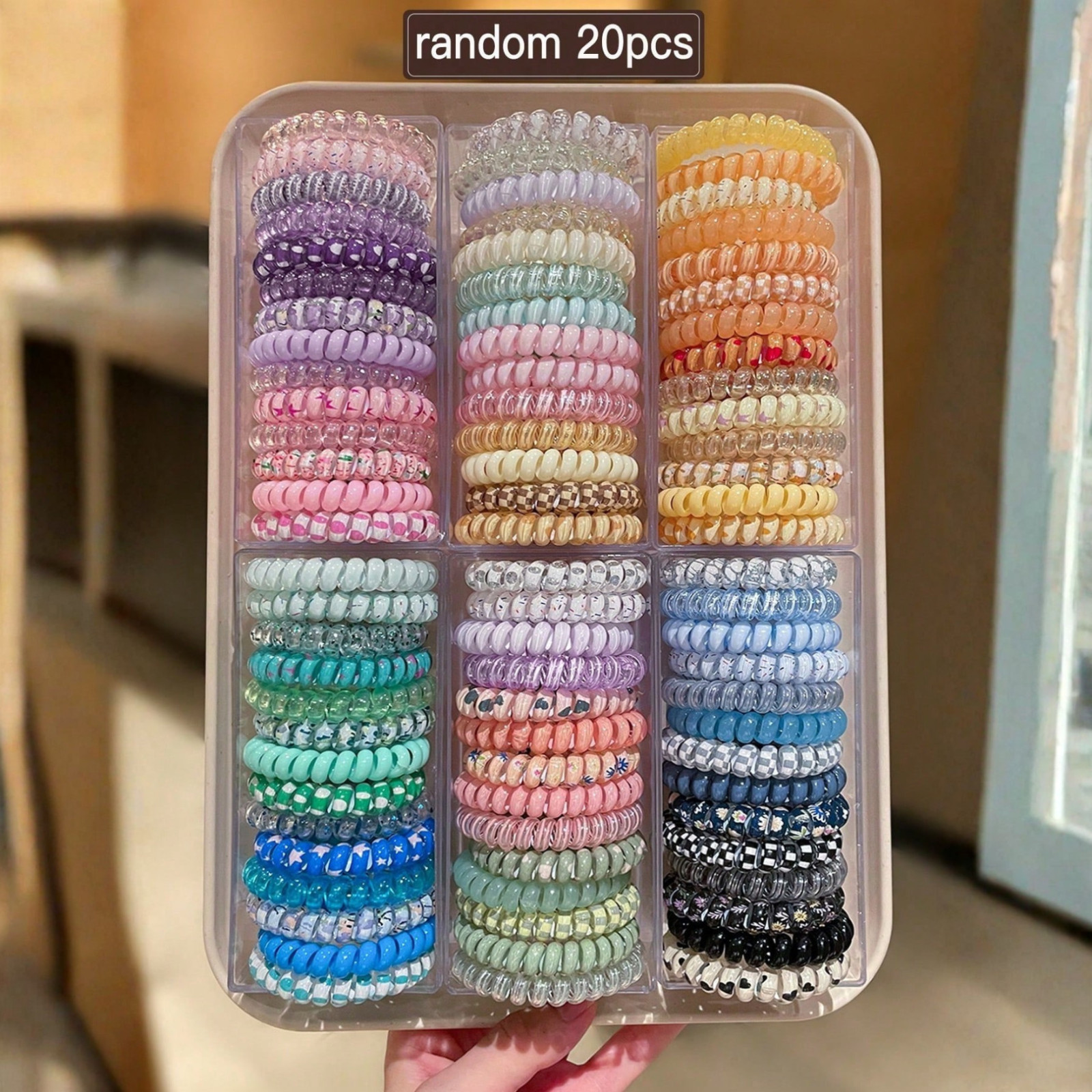 20pcs/Pack Random Color Spiral Hair Ties High Elasticity Hair Scrunchies