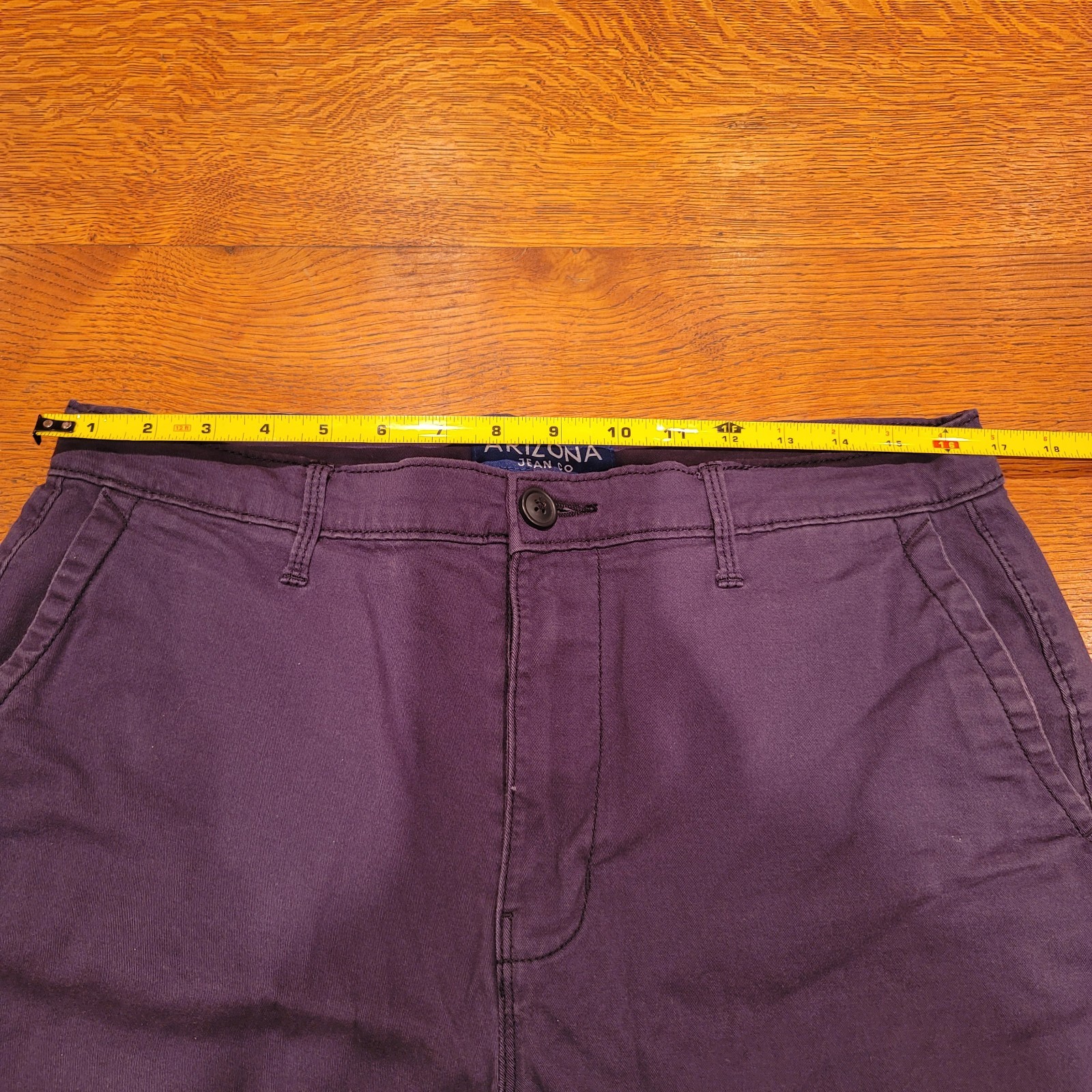 Arizona Jean Co Men’s Blue Classic Fit Chino Shorts Stretch Flat Front Zip