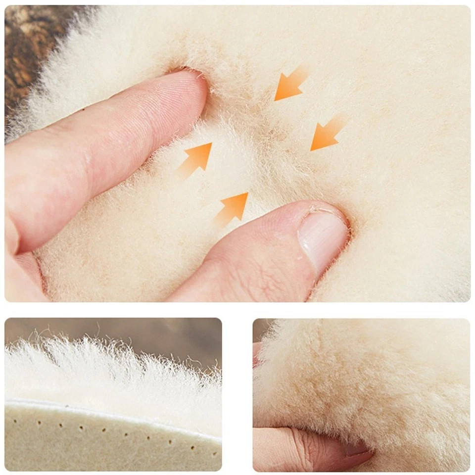 2 Pairs Sheepskin Wool Insoles Warm Soft Shoe Inserts for Men & Women US10 NEW