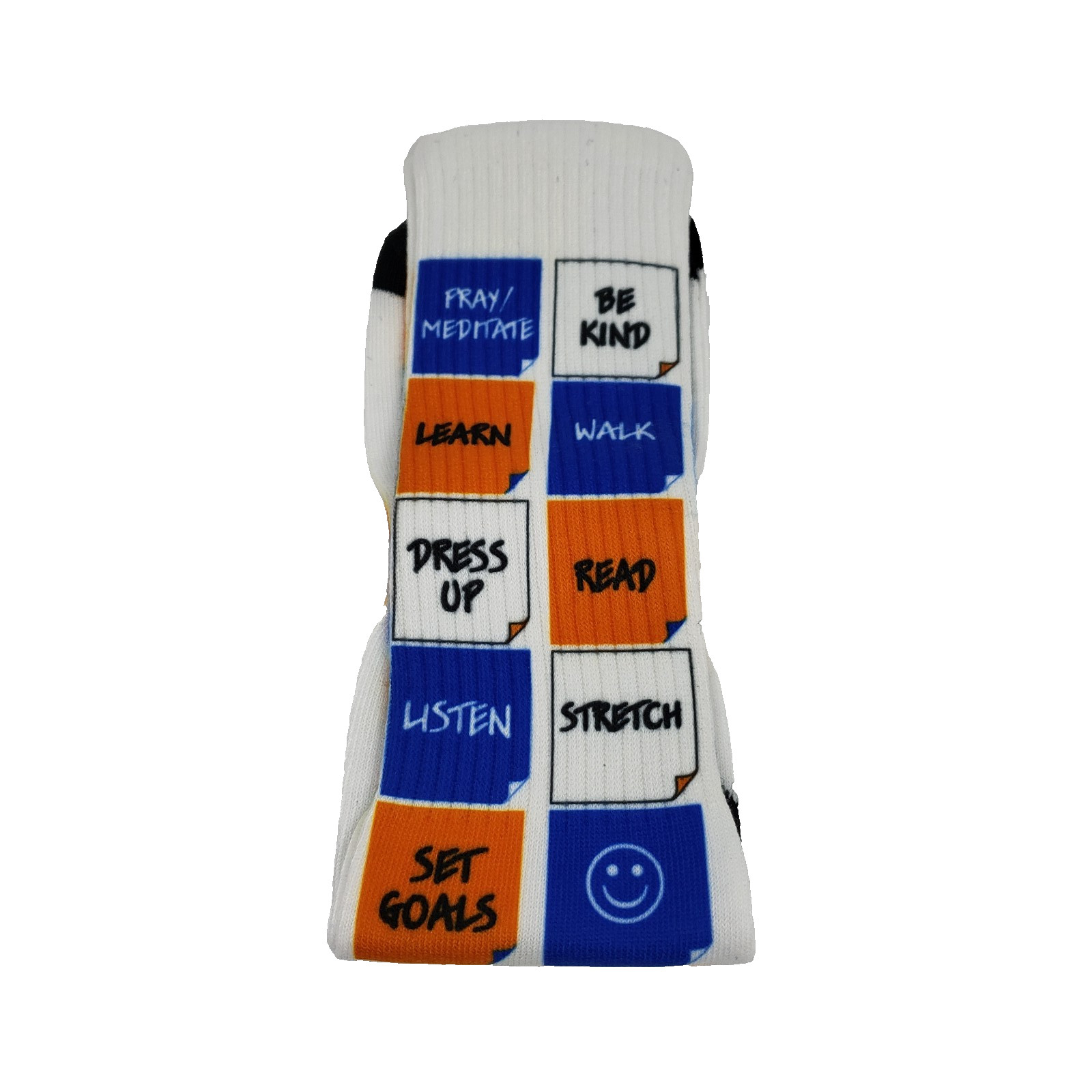 MCH TO Do Sticky Notes Adult Unisex OS White Multi Color Graphic Crew Socks