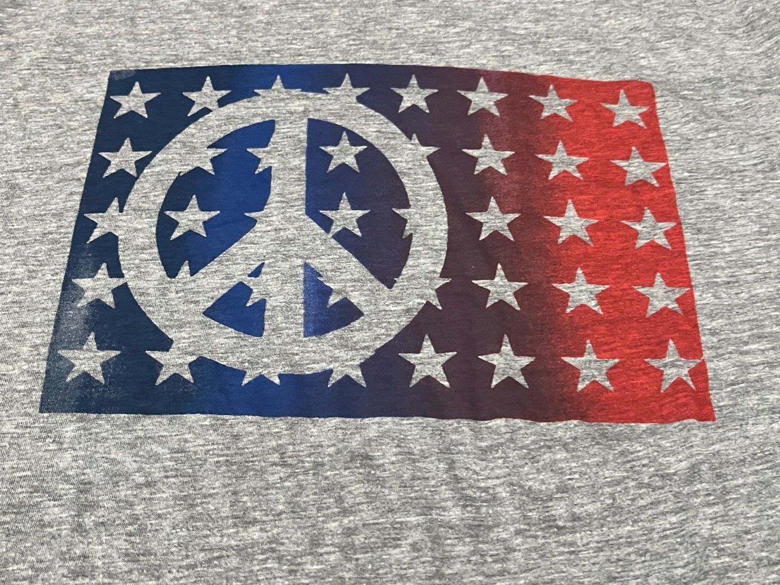 Lucky Brand American Flag Peace Sign T Shirt Gray Graphic Tee Mens L, XL – NWT