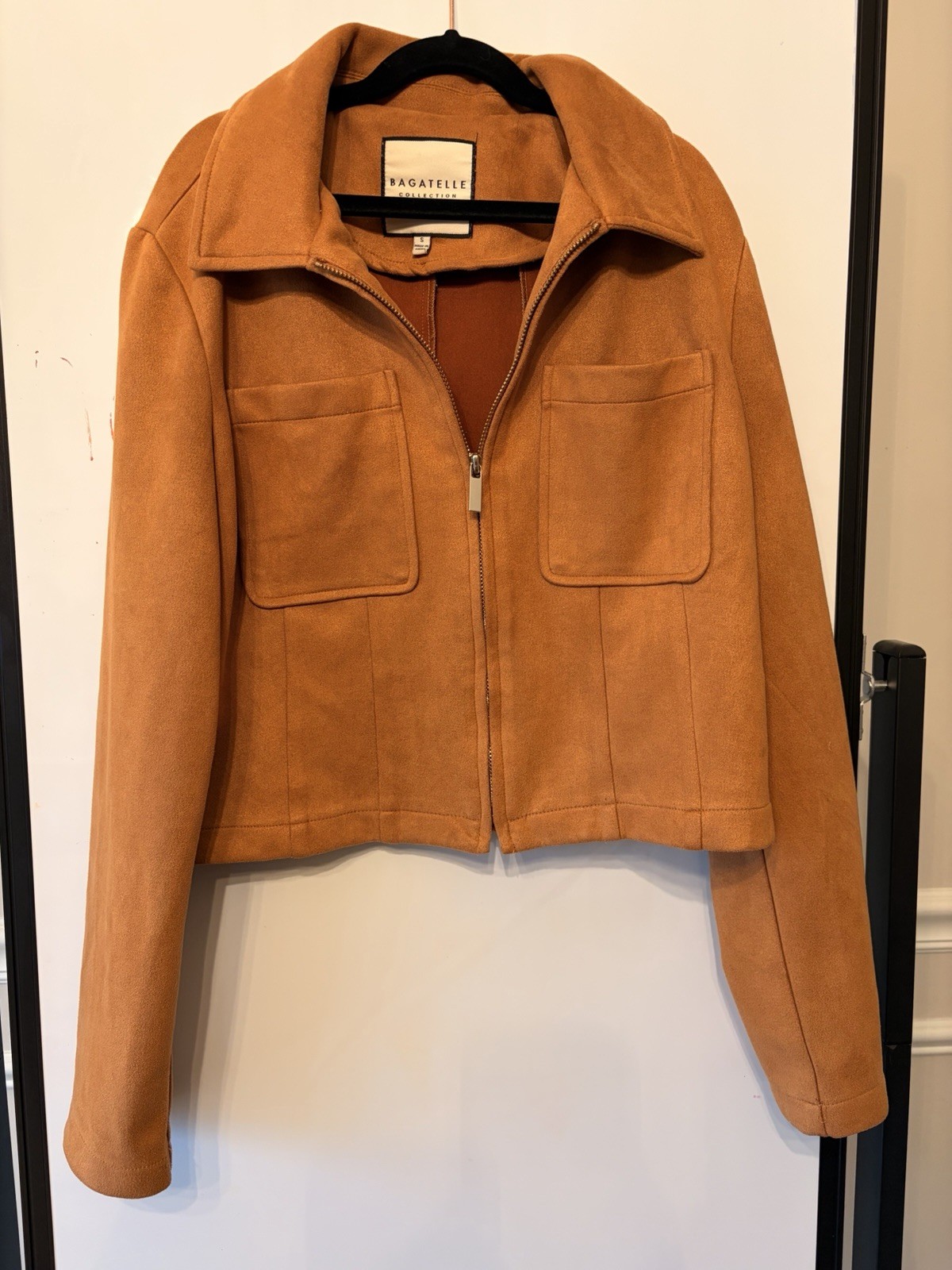 Bagatelle Collection Women’s Faux Suede Zip Front Jacket Size Small Rust Orange