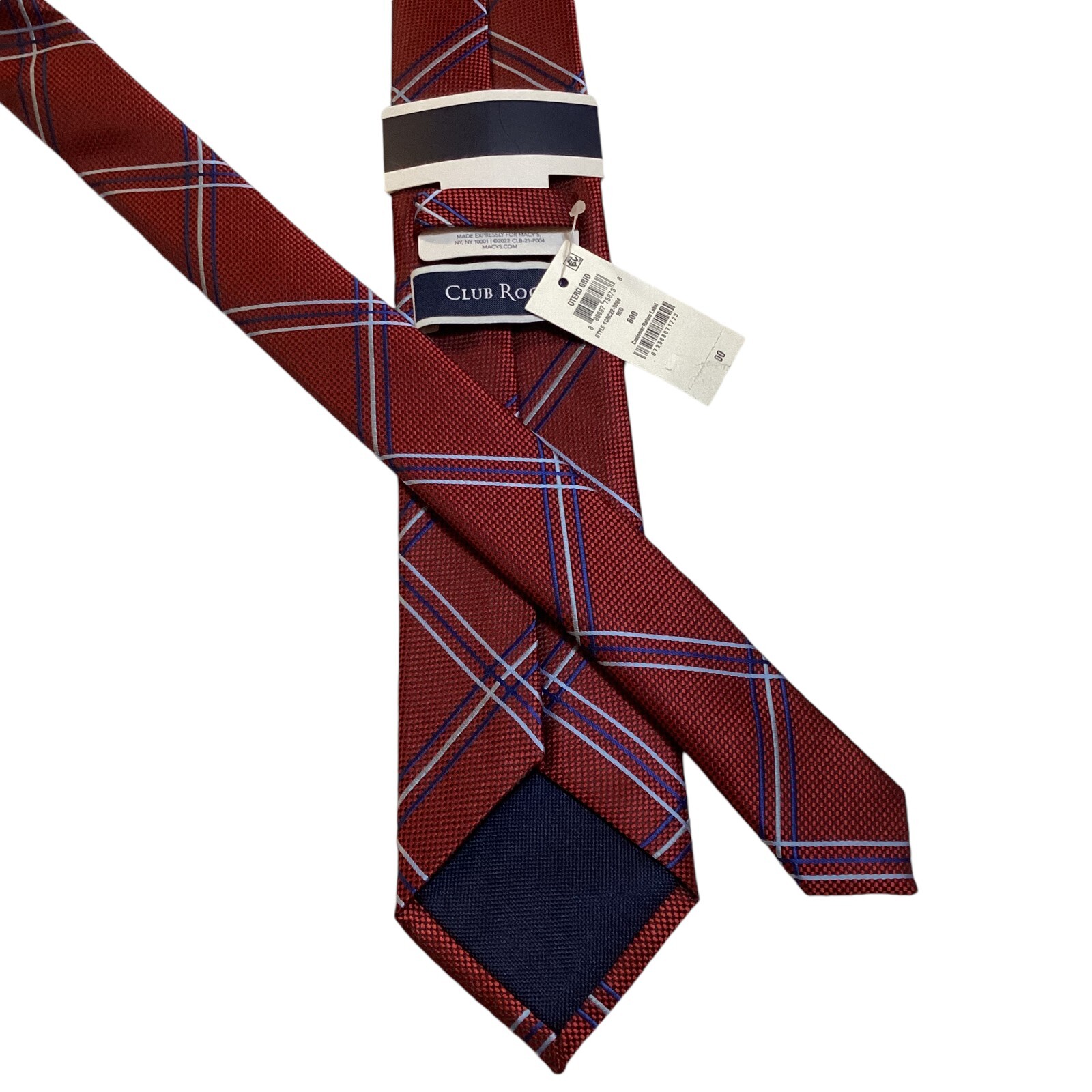 CLUB ROOM Mens Polyester Slim 3 1/8″ Necktie Designer Geometric Red/Blue NWT $55