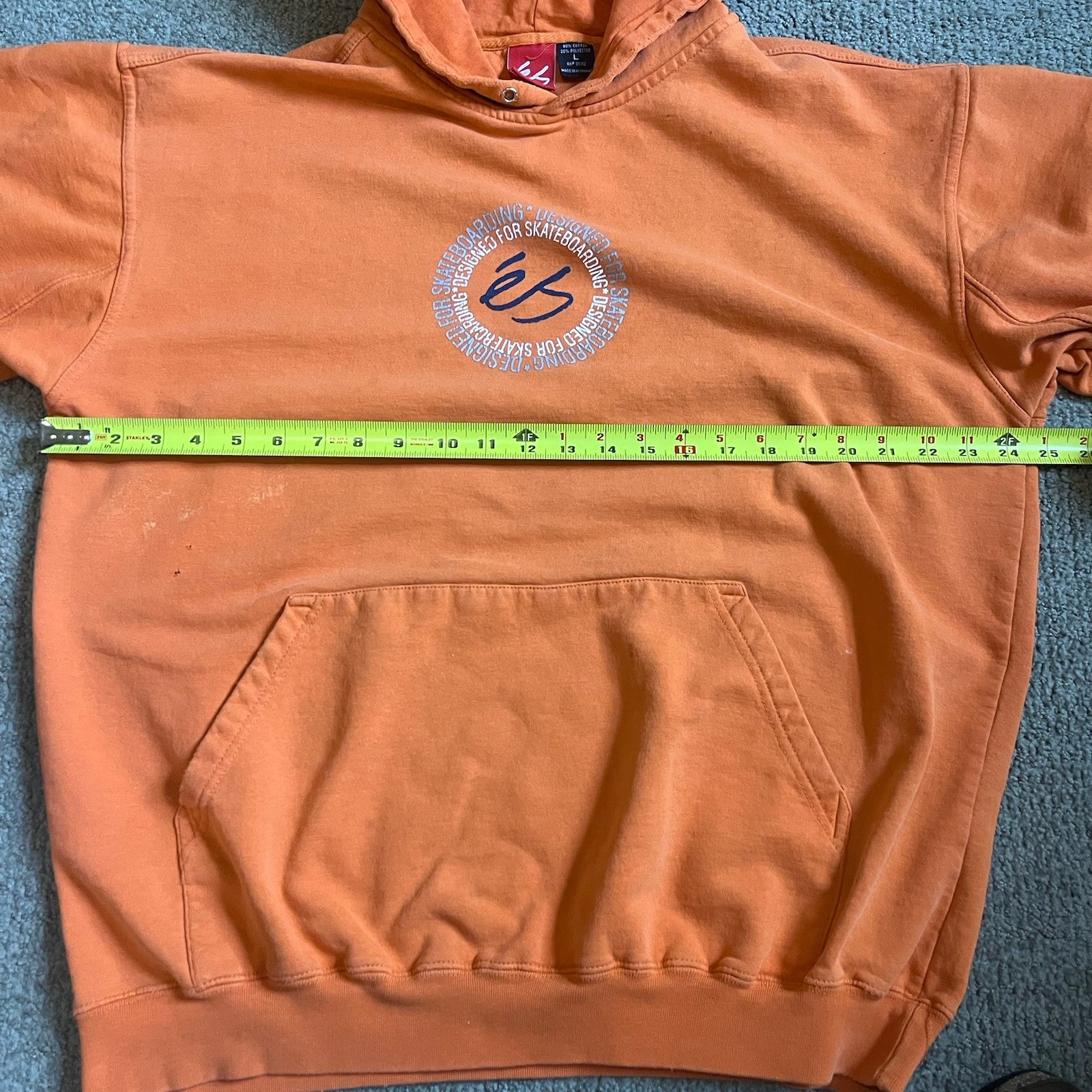 Distressed ES Skate Orange hoodie Size Large Men’s check description