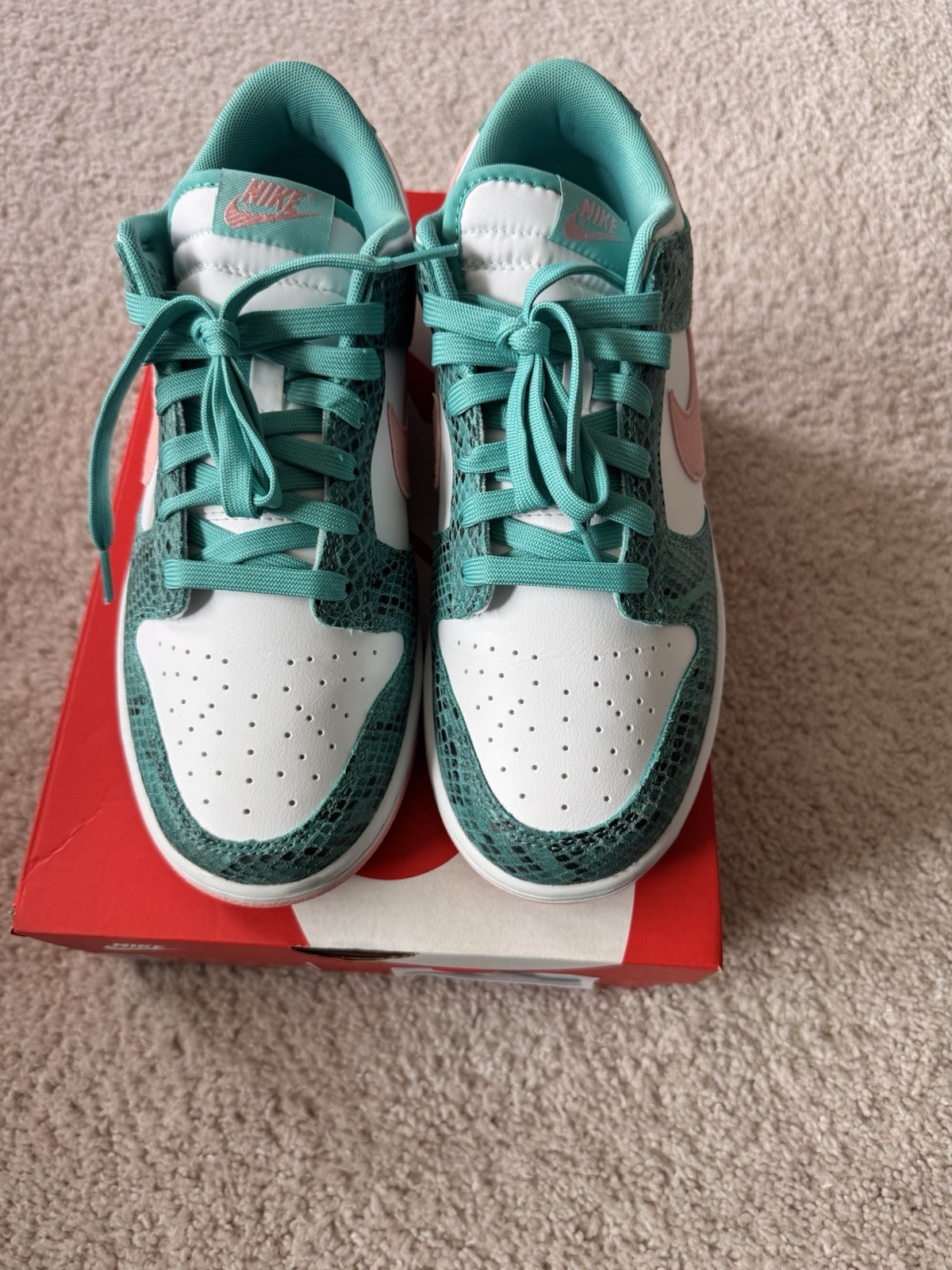 Nike Dunk Low Snakeskin Washed Teal Bleached Coral Sneakers DR8577-300
